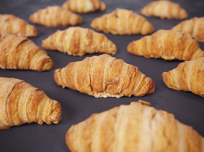 Mini butter croissants 3D model 4