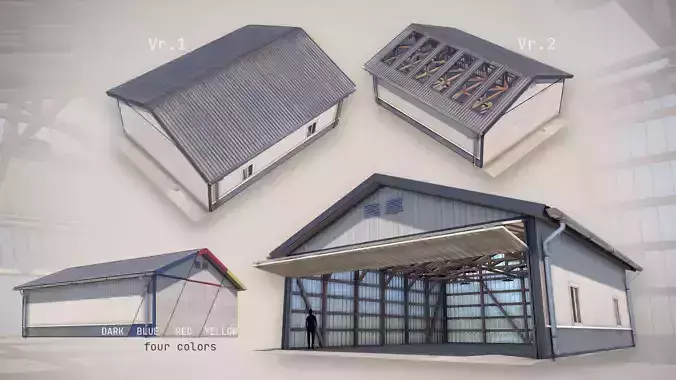 Airfield Hangar 12m 3D Model Collection