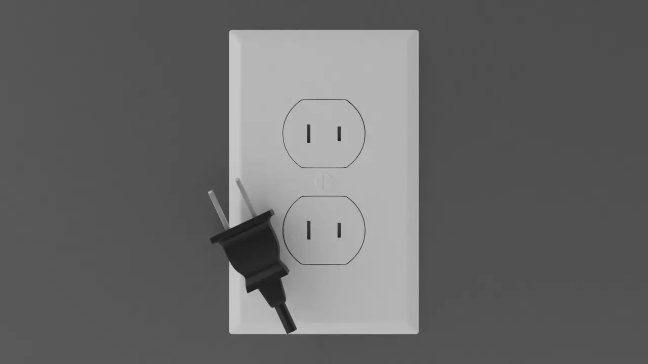Type A plug and socket Low-poly 3D model