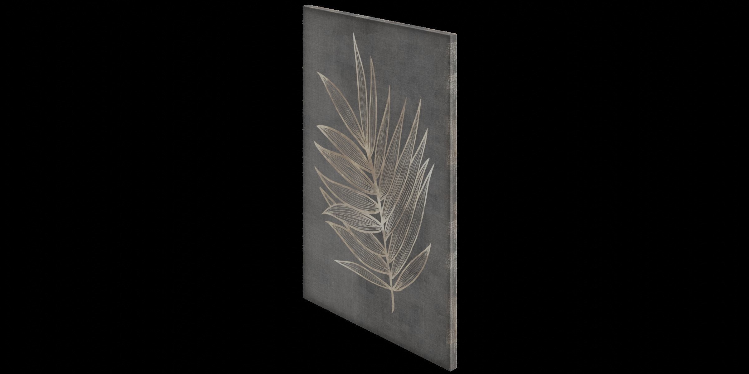 Neutral Tones And Gold Accent Leaf Canvas Art Low-poly 3D model_10