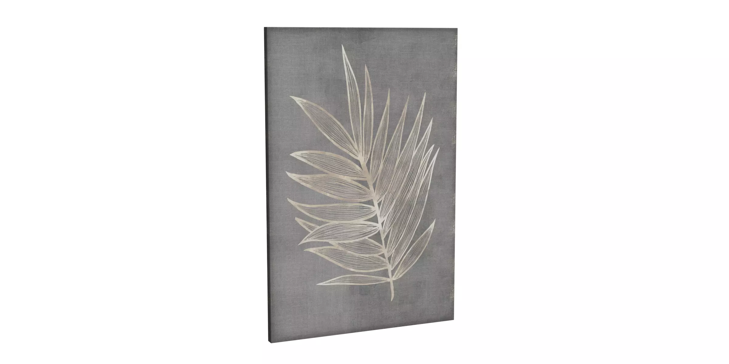 Neutral Tones And Gold Accent Leaf Canvas Art Low-poly 3D model_0