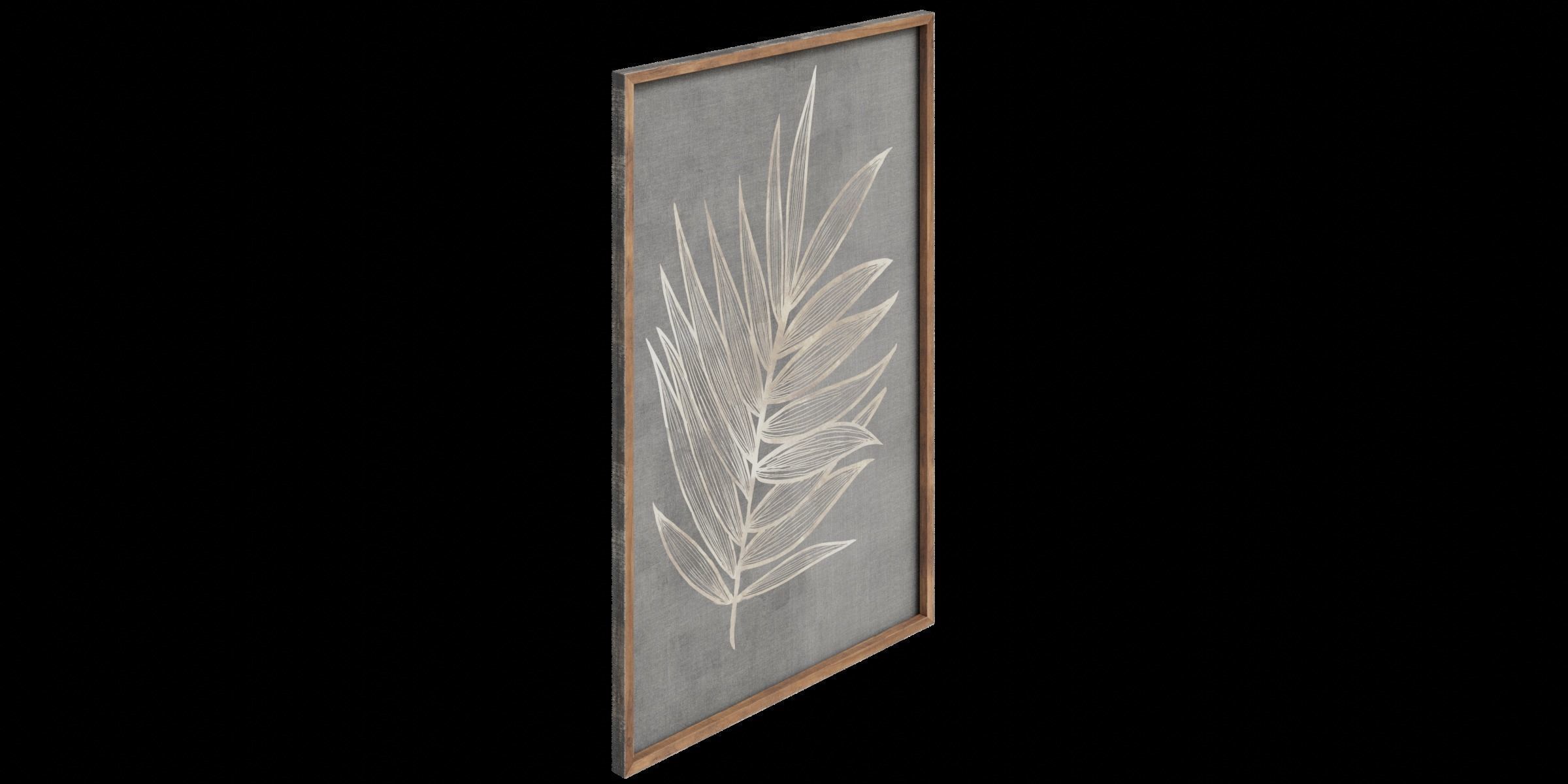 Neutral Tones And Gold Accent Leaf Canvas Art Low-poly 3D model_9