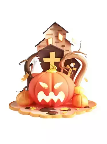 3D Halloween Castle Model