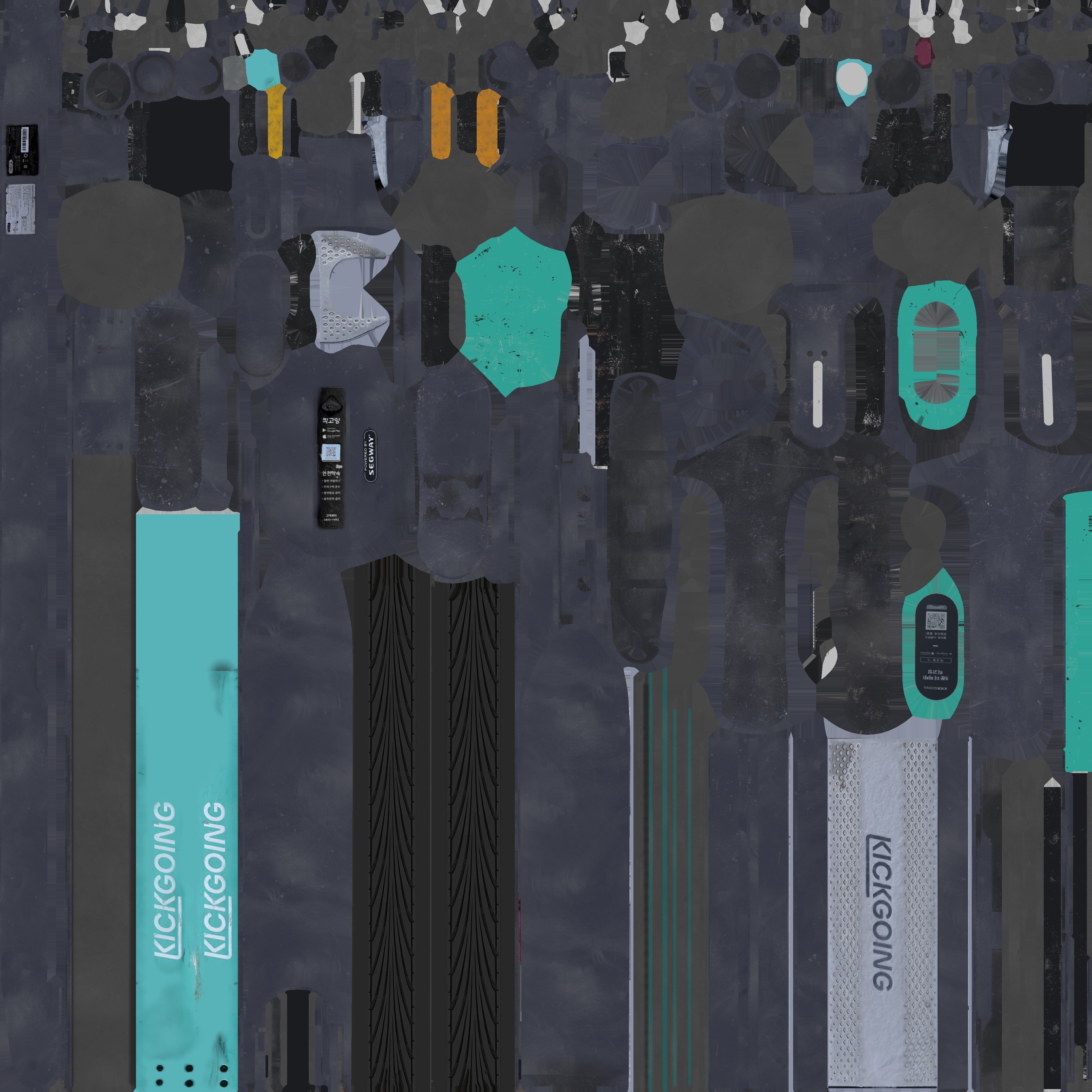 Game Ready Electronic Kickboard Low-poly 3D model_16