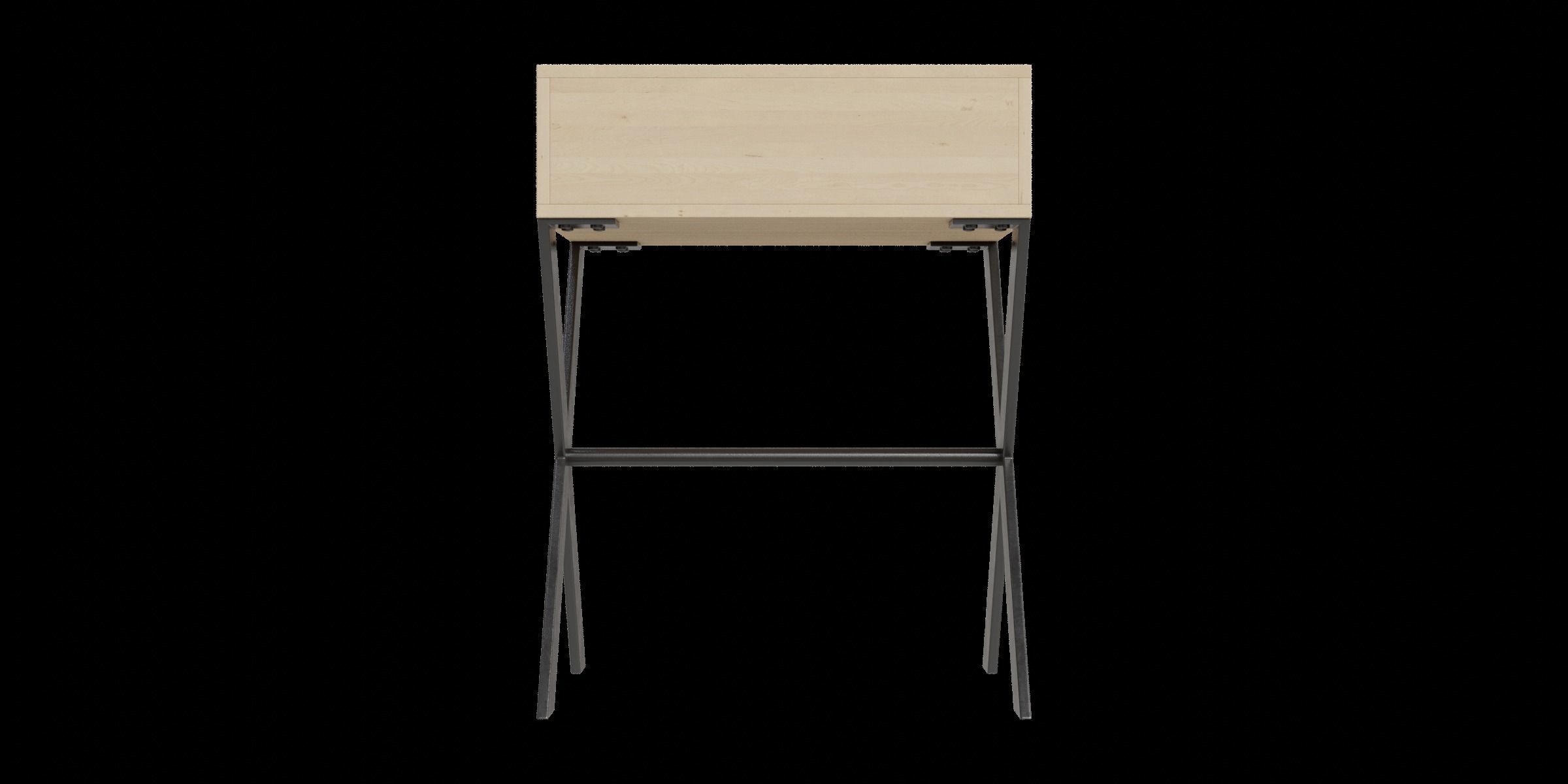 X Leg 1-Drawer Metal And Wood Side Table Low-poly 3D model_6