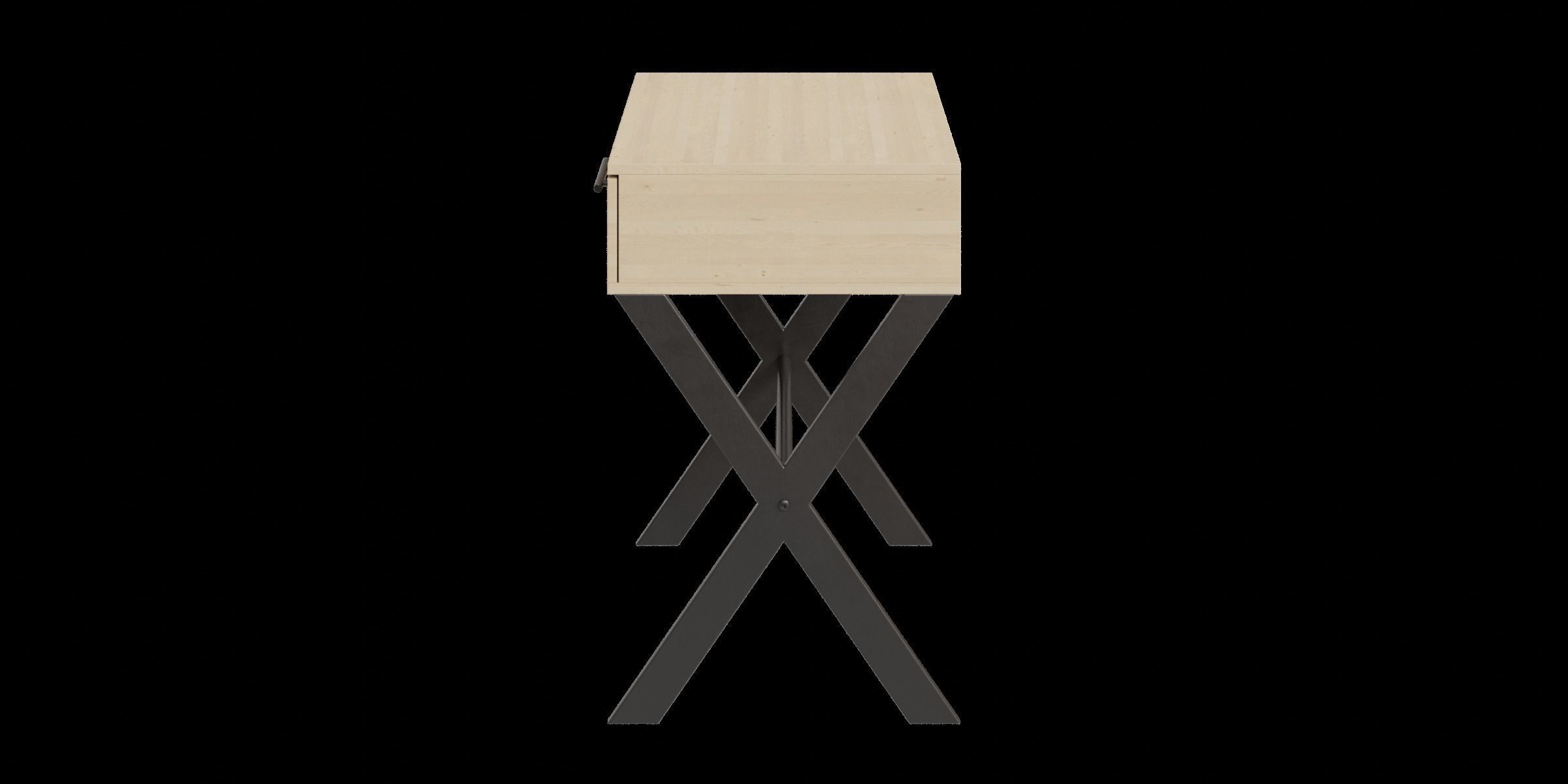 X Leg 1-Drawer Metal And Wood Side Table Low-poly 3D model_11