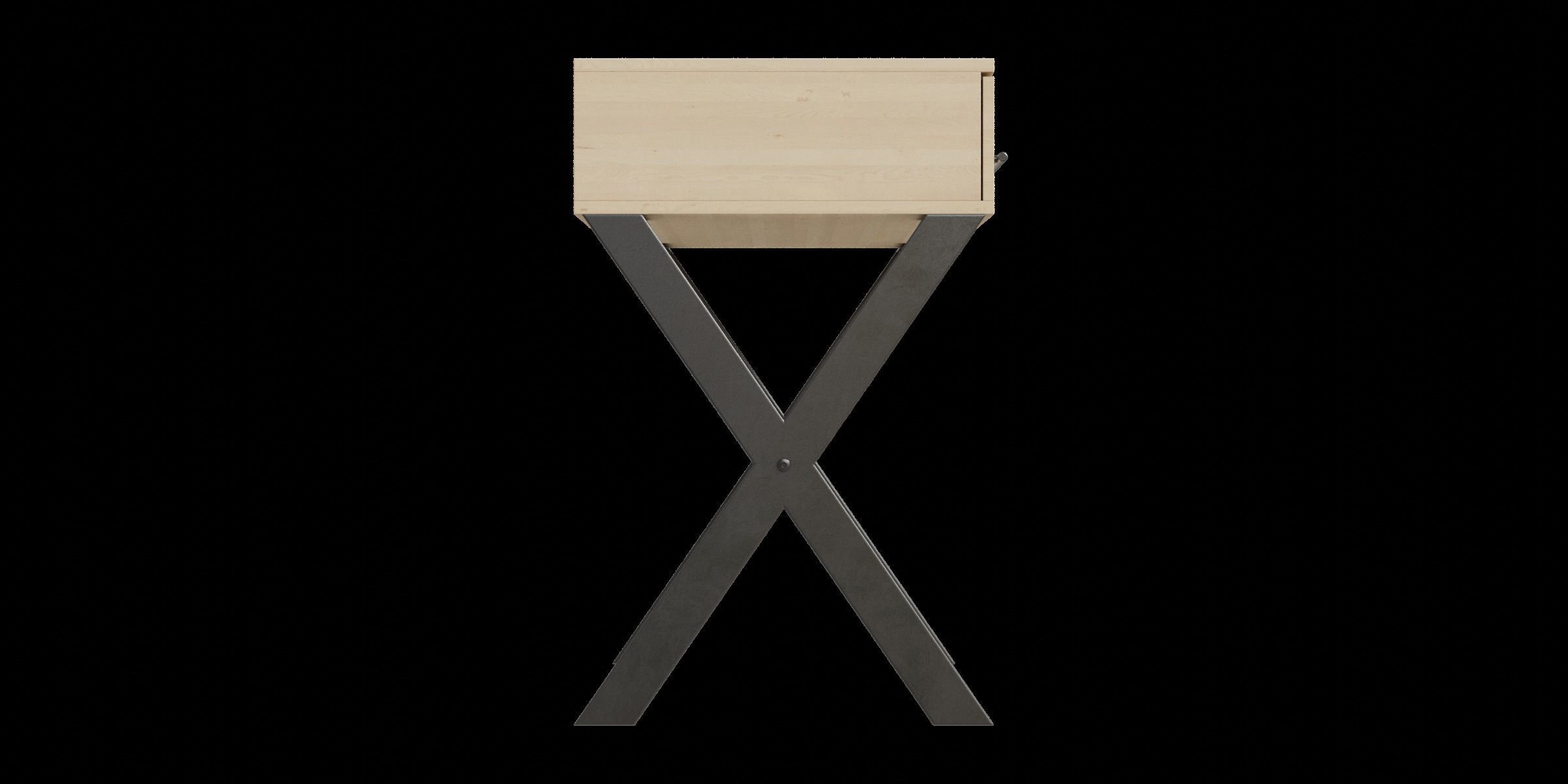 X Leg 1-Drawer Metal And Wood Side Table Low-poly 3D model_5