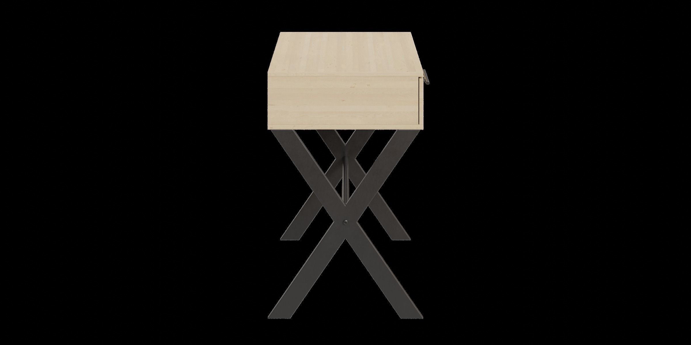 X Leg 1-Drawer Metal And Wood Side Table Low-poly 3D model_9