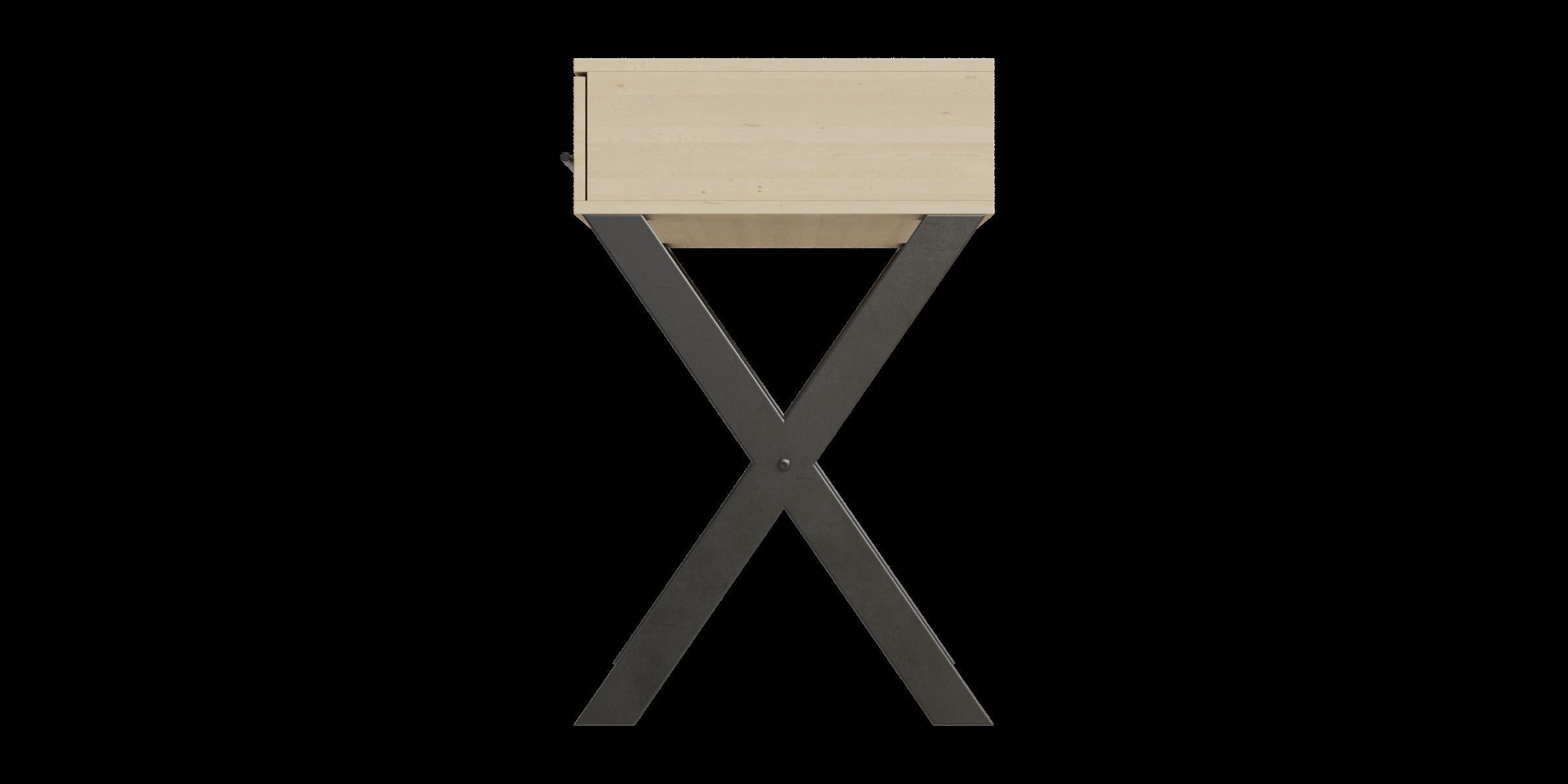X Leg 1-Drawer Metal And Wood Side Table Low-poly 3D model_7