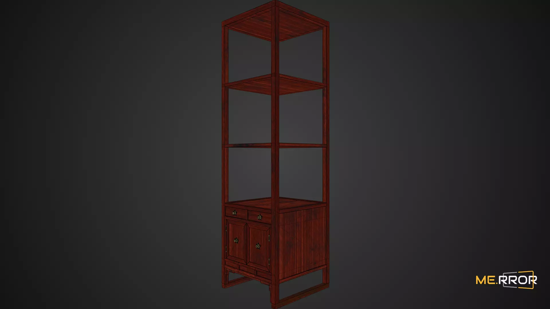 Game Ready Traditional 4th Floor Shelf Low-poly 3D model_0