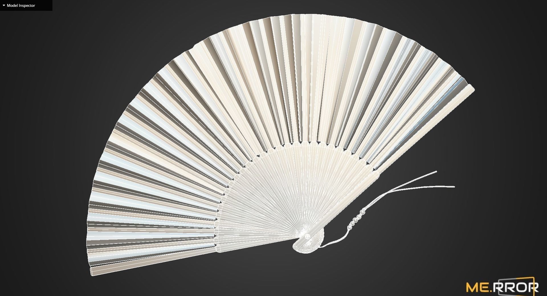 Game Ready Korean Traditional Fan Low-poly 3D model_7