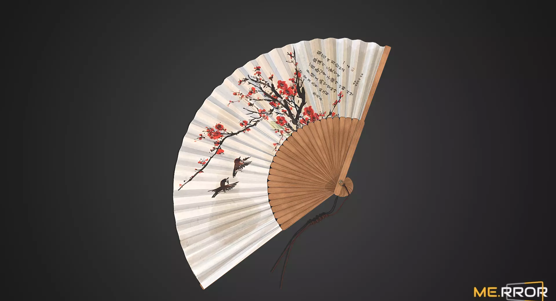 Game Ready Korean Traditional Fan Low-poly 3D model_0