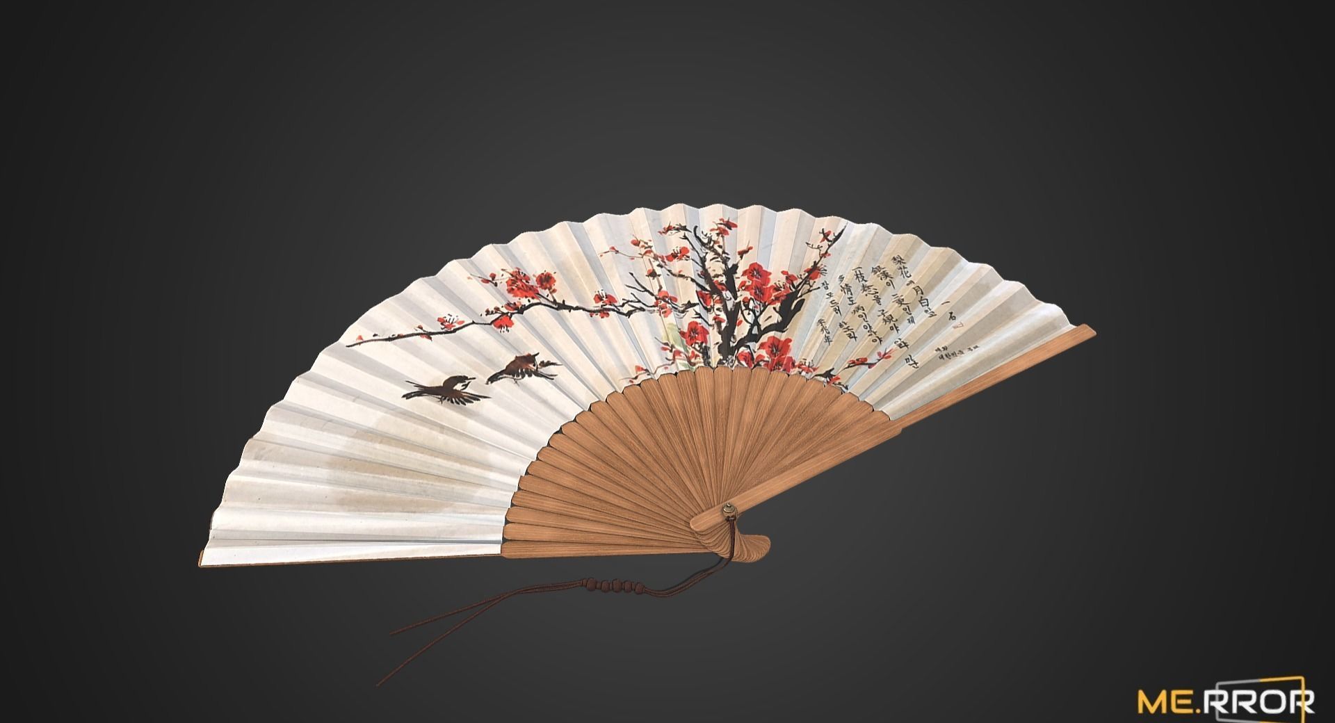 Game Ready Korean Traditional Fan Low-poly 3D model_1