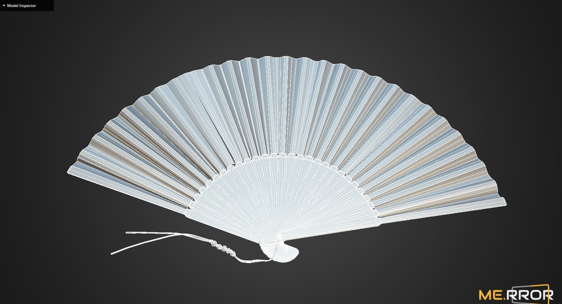Game Ready Korean Traditional Fan Low-poly 3D model_6