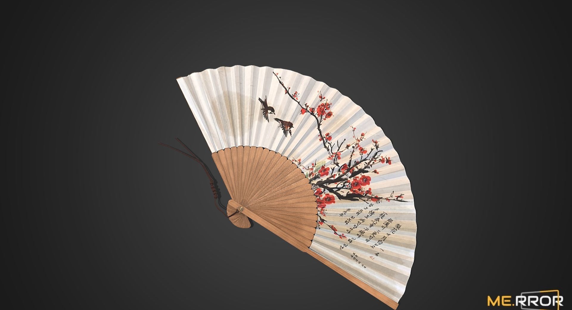Game Ready Korean Traditional Fan Low-poly 3D model_11