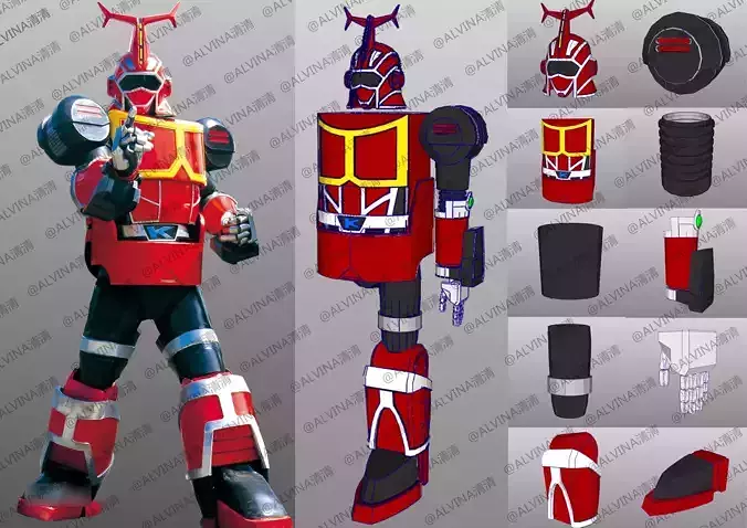 B-Robo Kabutack Super Transform Form Cosplay Pepakura Foam Full Low-poly 3D model