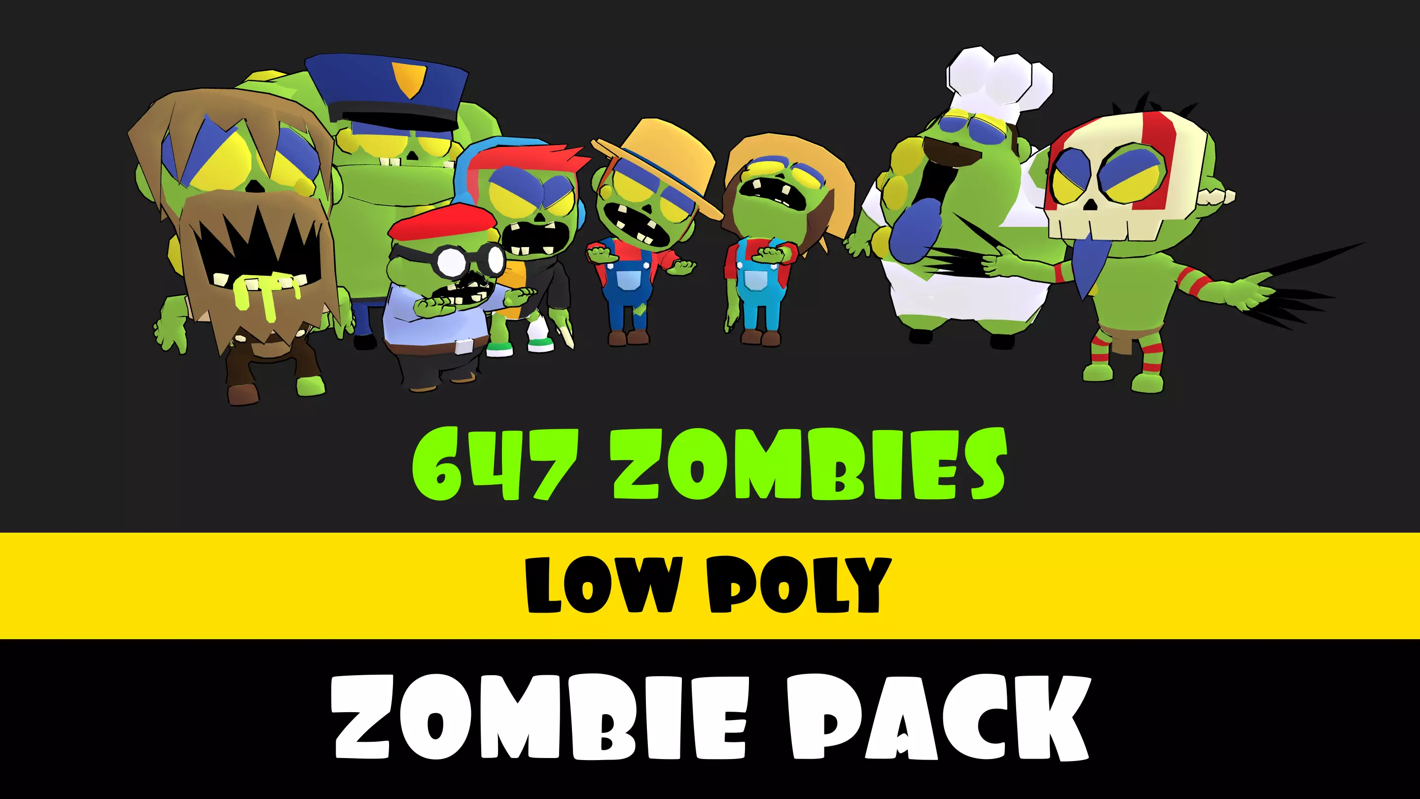 Low Poly Zombie Pack Low-poly 3D model_0
