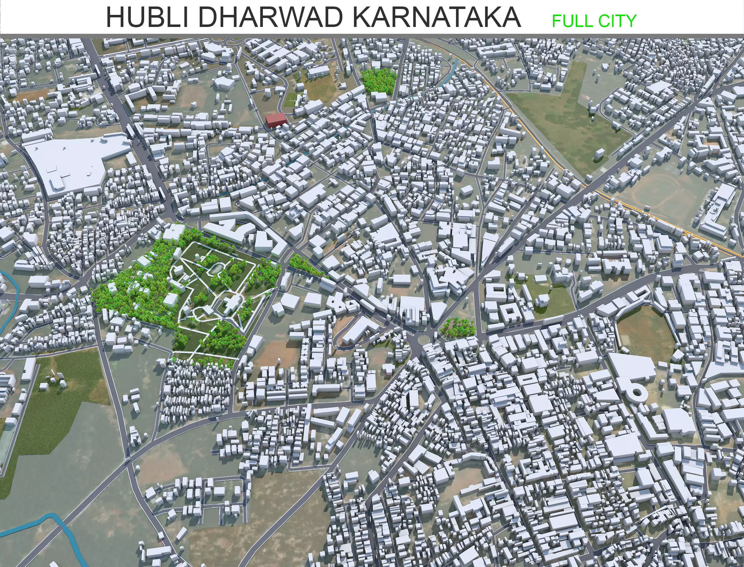 Hubli Dharwad Karnataka 20km AI Low-poly 3D model