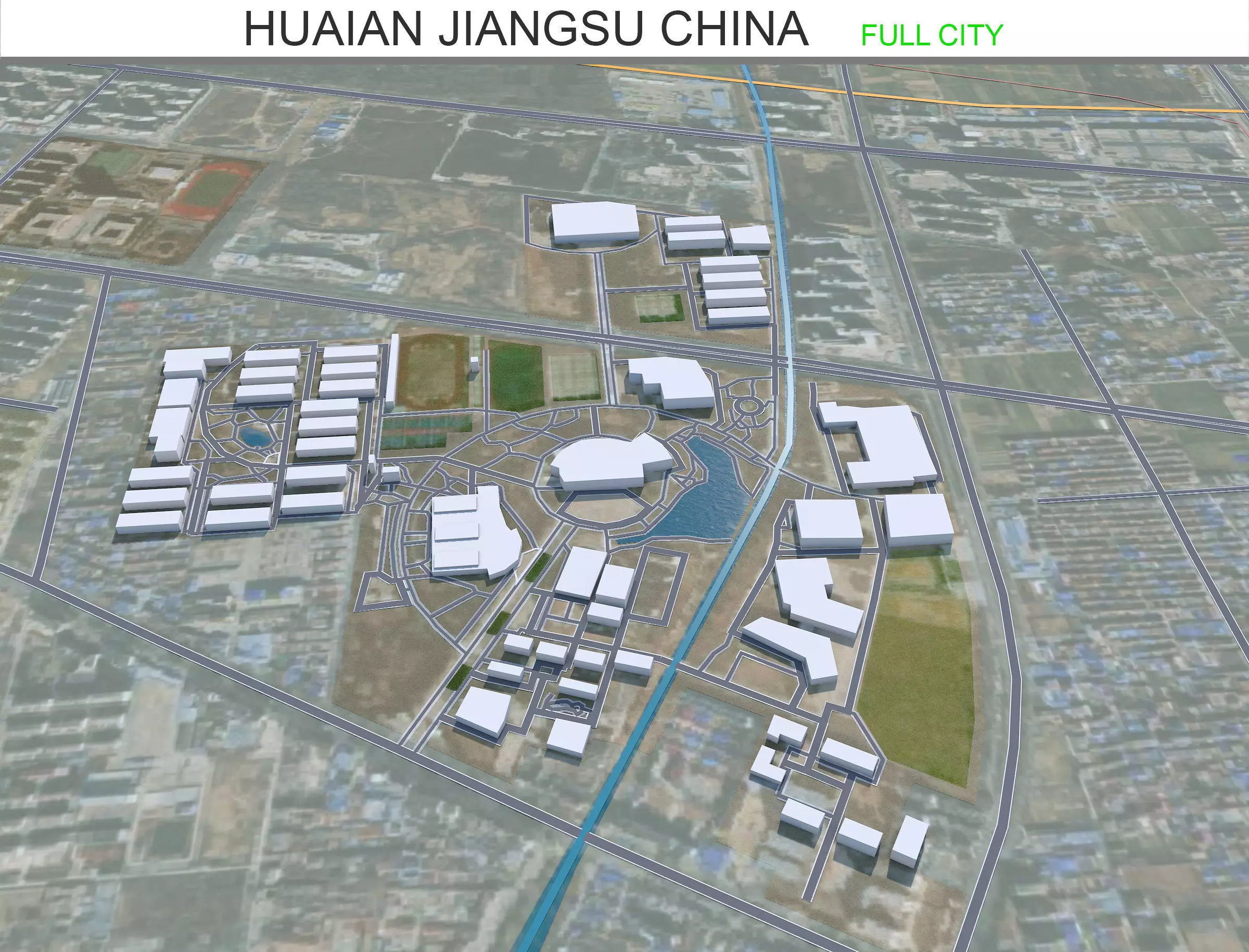Huaian Jiangsu China 50km Free low-poly 3D model