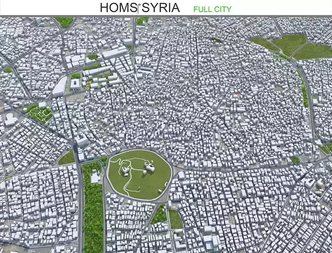 Homs Syria 20km AI Low-poly 3D model