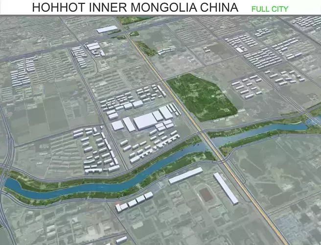Hohhot Inner Mongolia China 55km Free low-poly 3D model