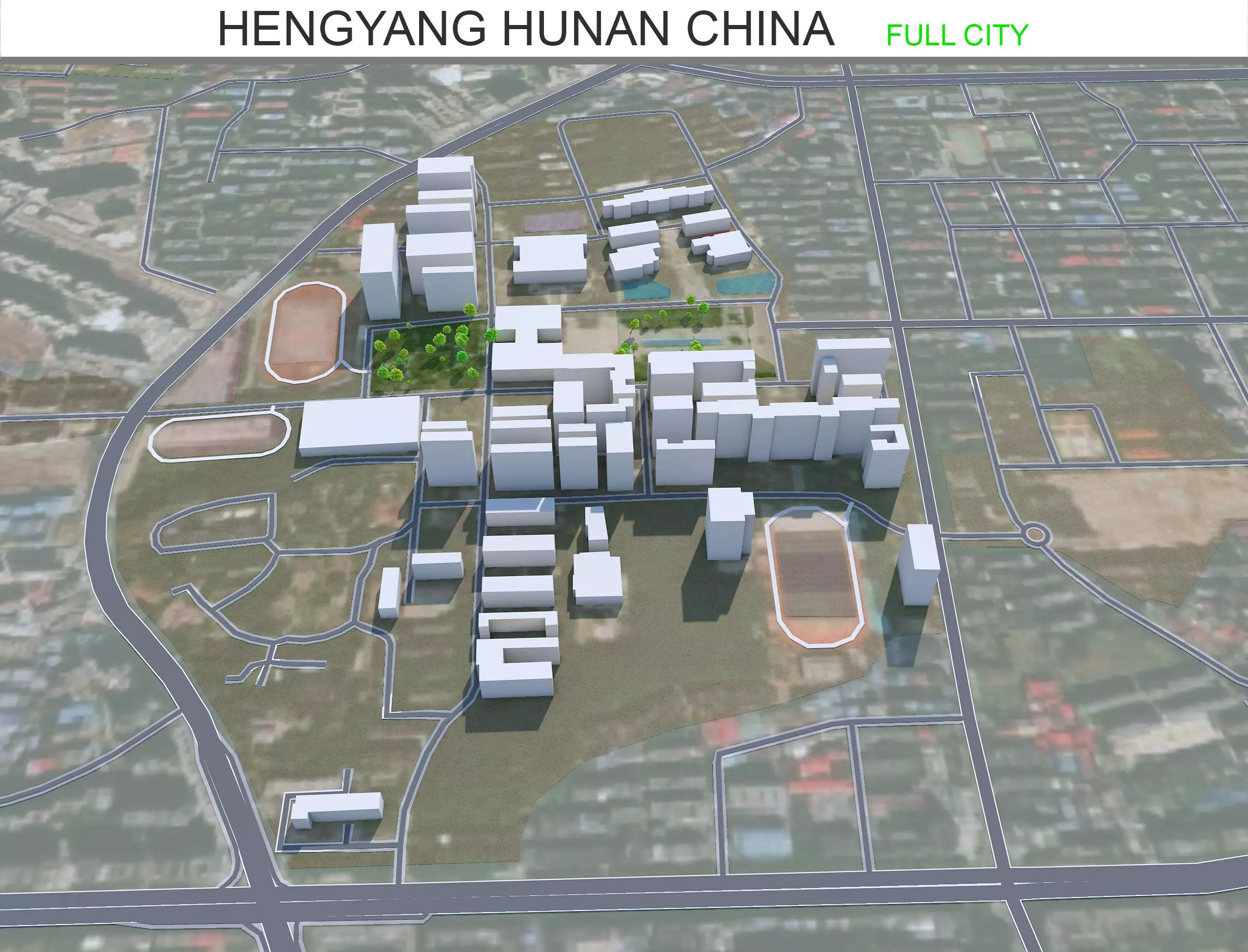 Hengyang Hunan China 50km Free low-poly 3D model