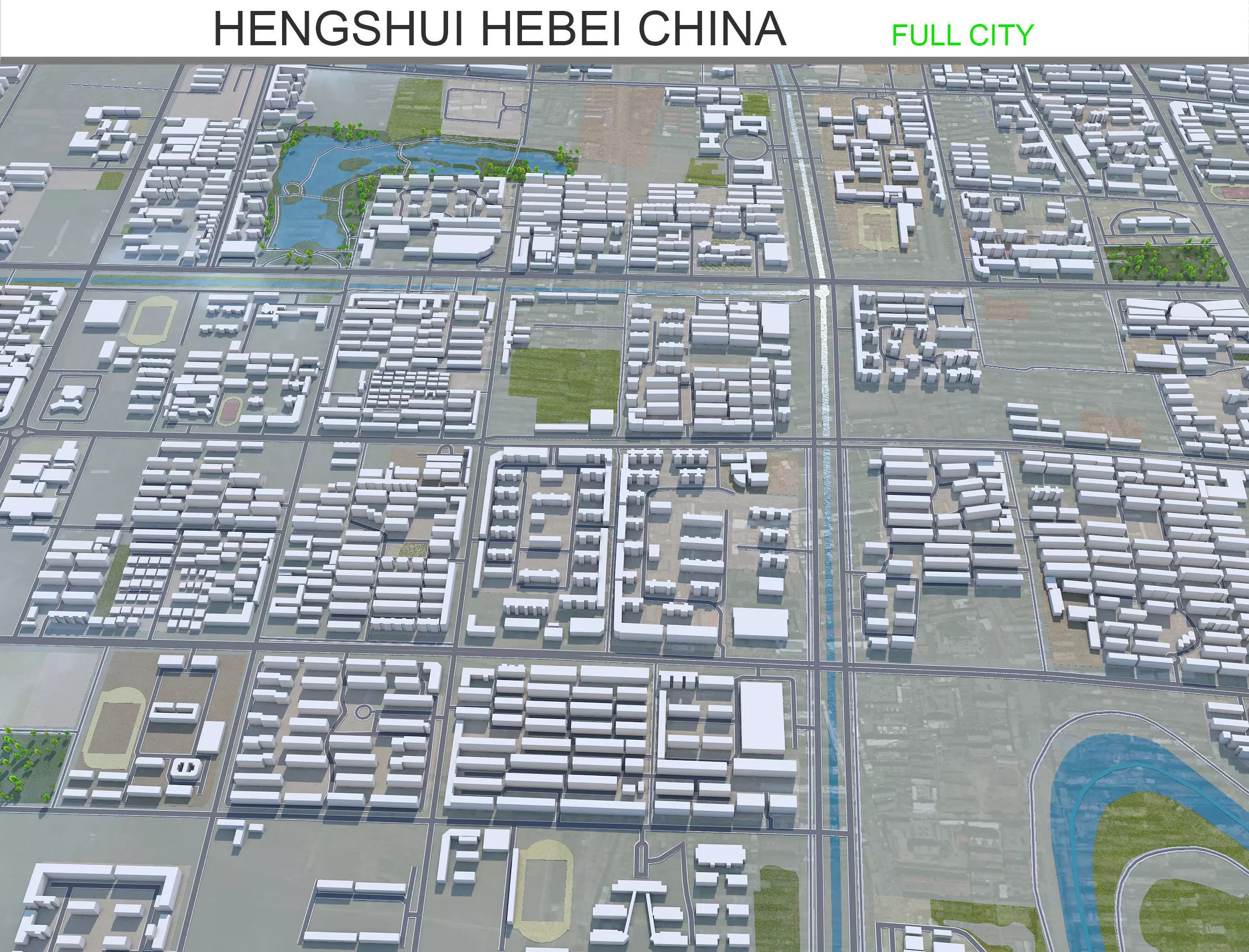 Hengshui Hebei China 25km Free low-poly 3D model