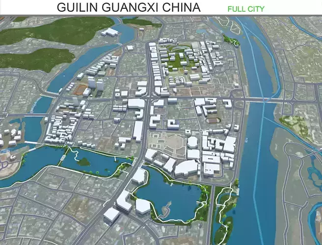 Guilin Guangxi China 35km Free low-poly 3D model