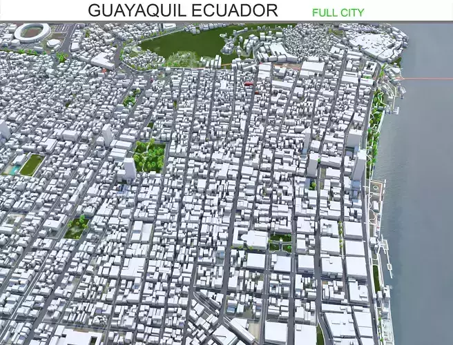 Guayaquil Ecuador 40km Low-poly 3D model