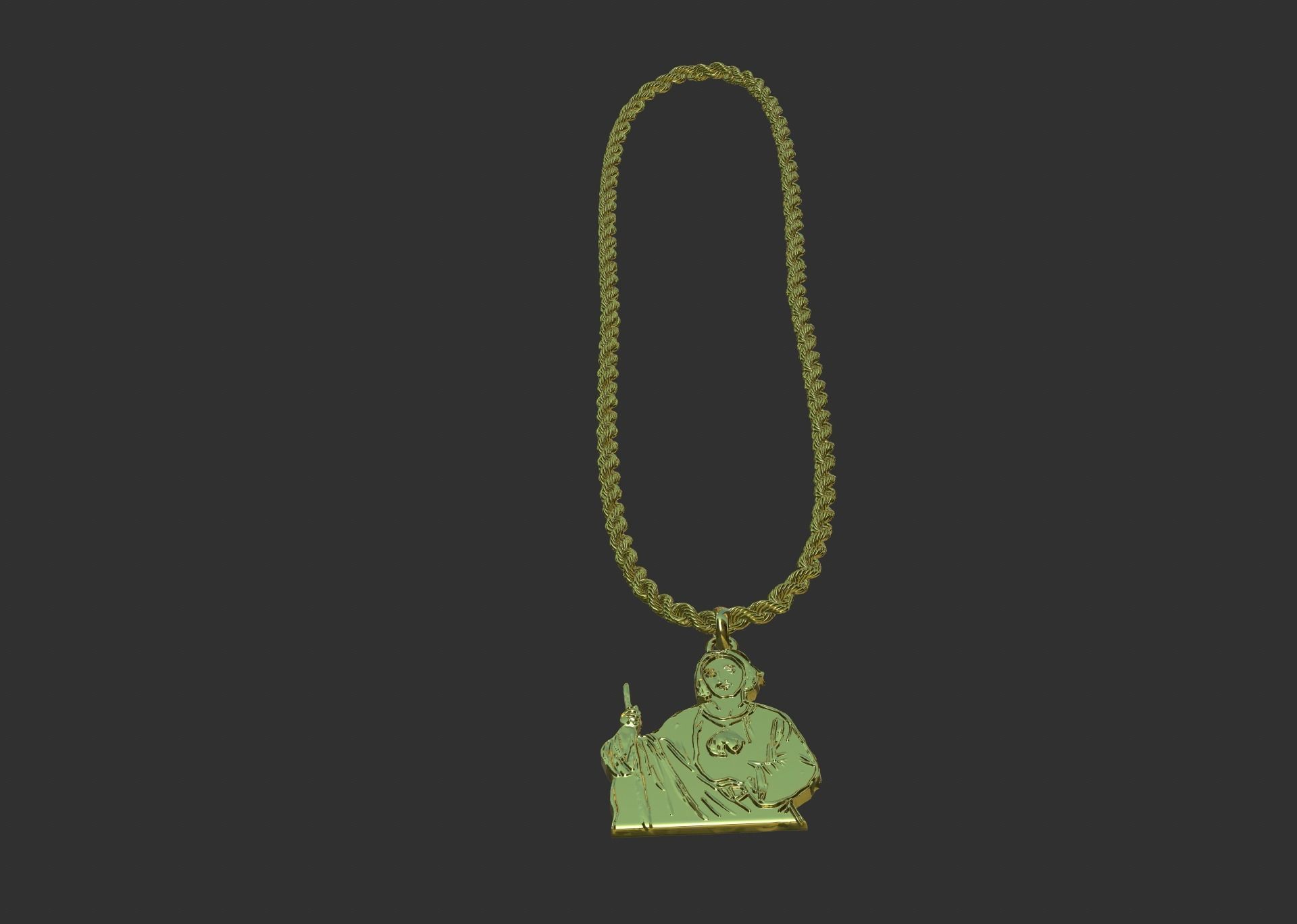 figure religious pendant  3D model_4