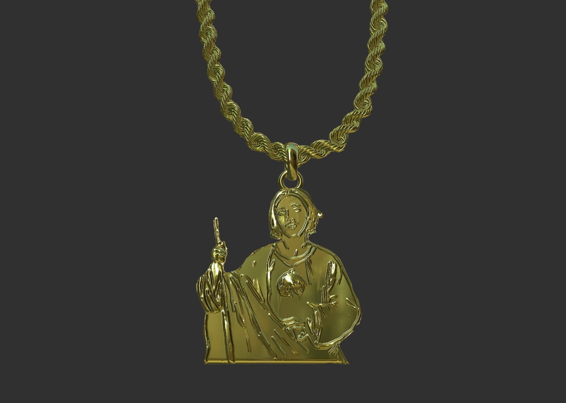 figure religious pendant  3D model_5
