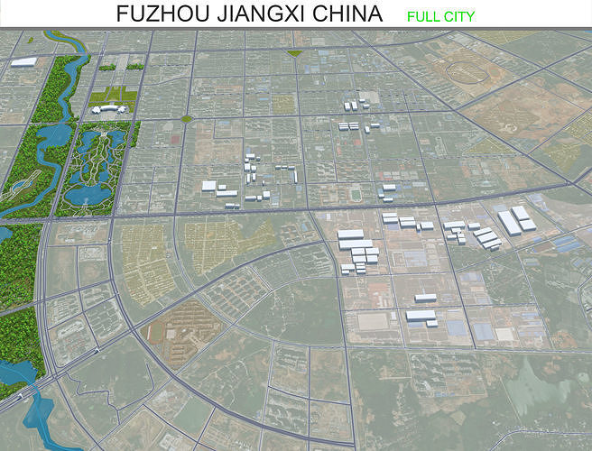 Fuzhou Jiangxi China 25km Free low-poly 3D model