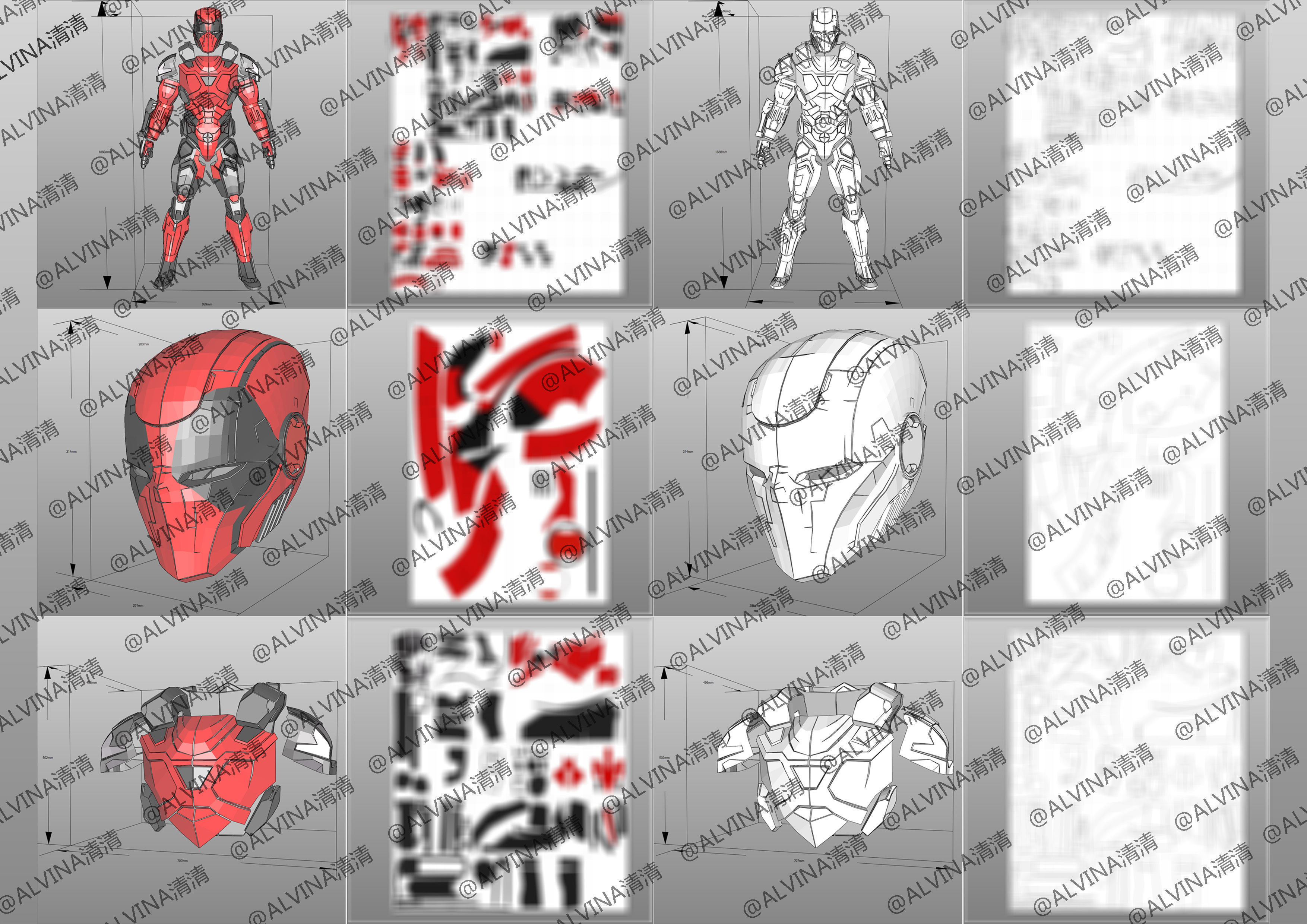 Armorized Deadpool Cosplay Pepakura Foam Full Low-poly 3D model_9