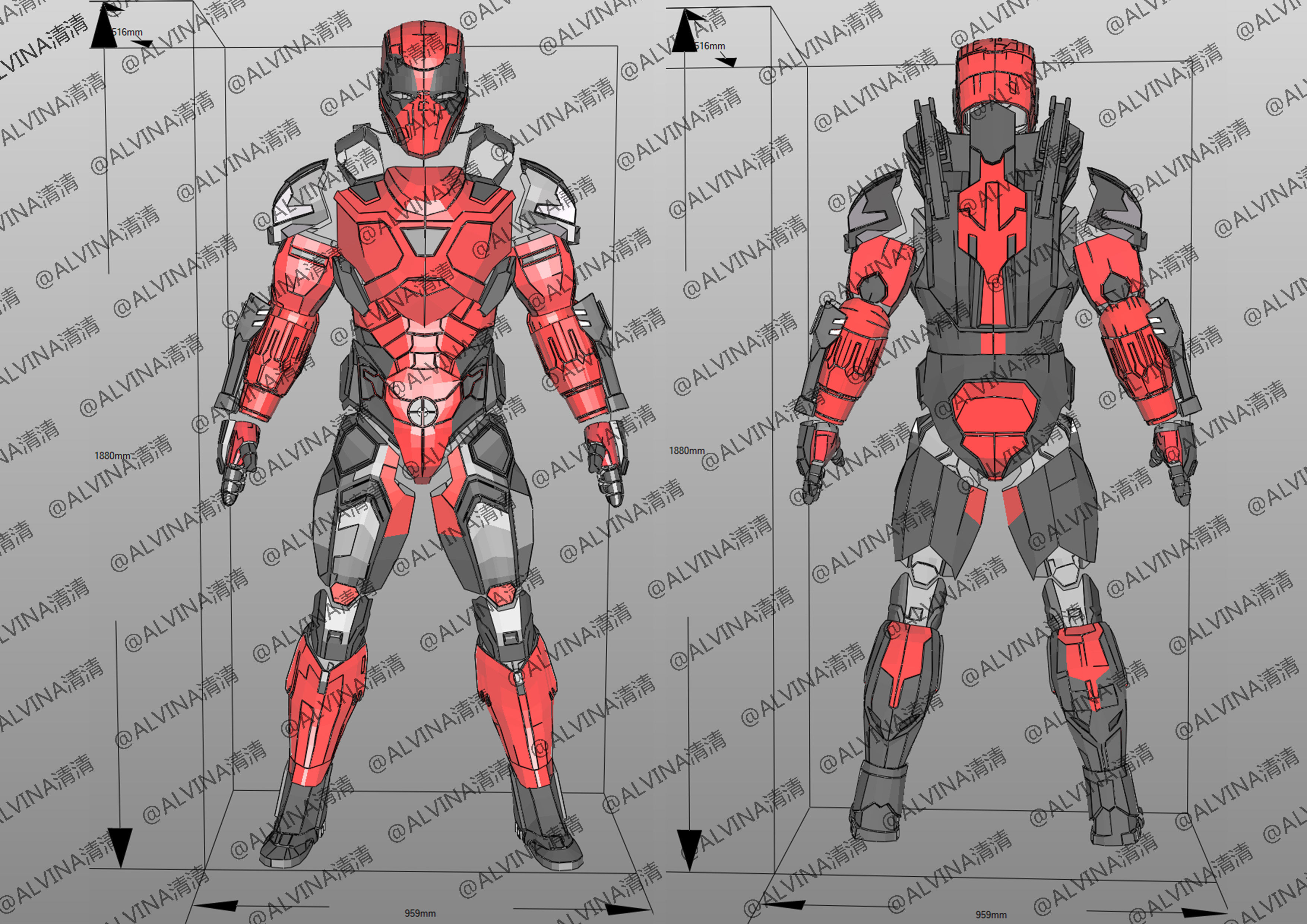 Armorized Deadpool Cosplay Pepakura Foam Full Low-poly 3D model_1