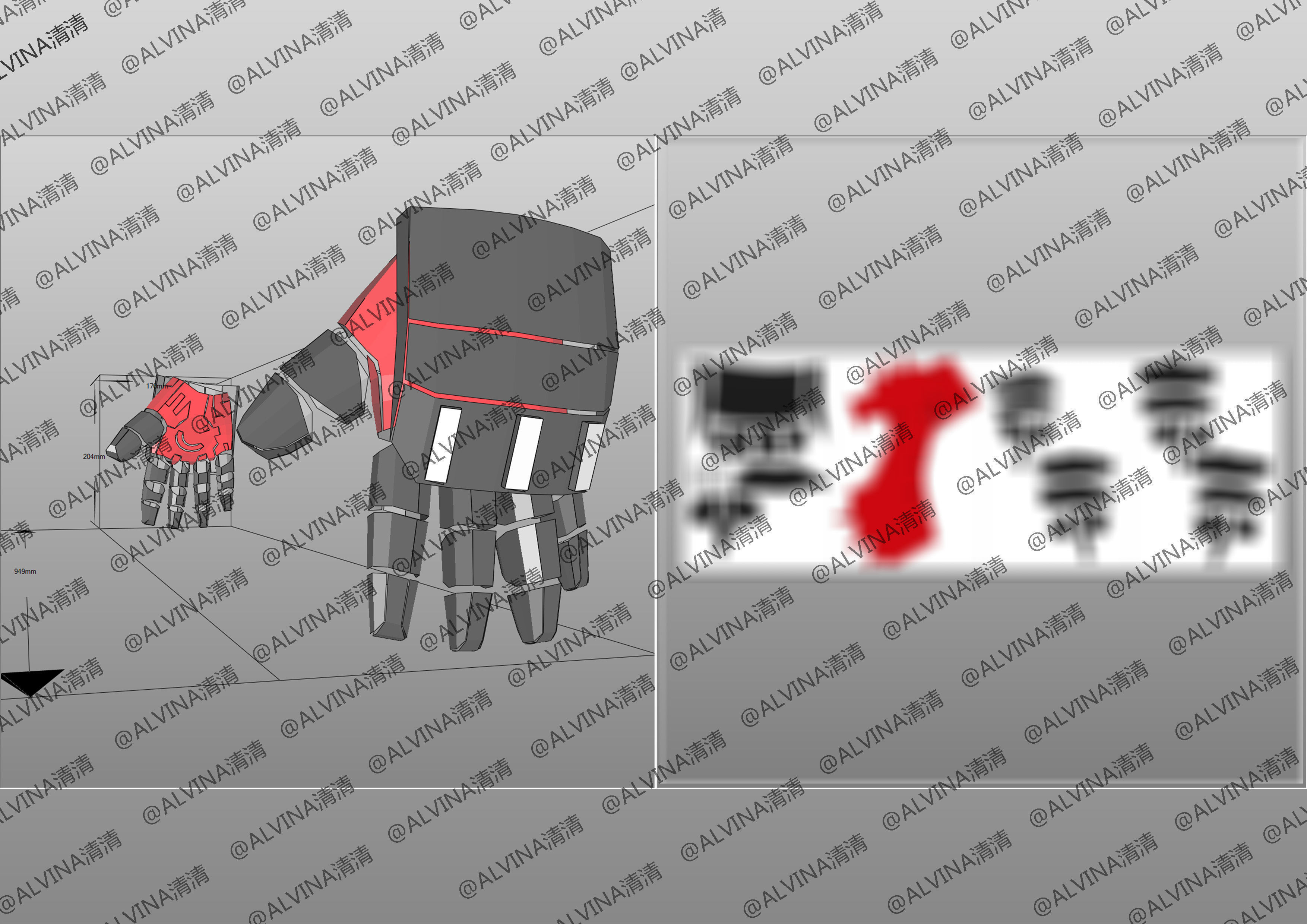 Armorized Deadpool Cosplay Pepakura Foam Full Low-poly 3D model_26