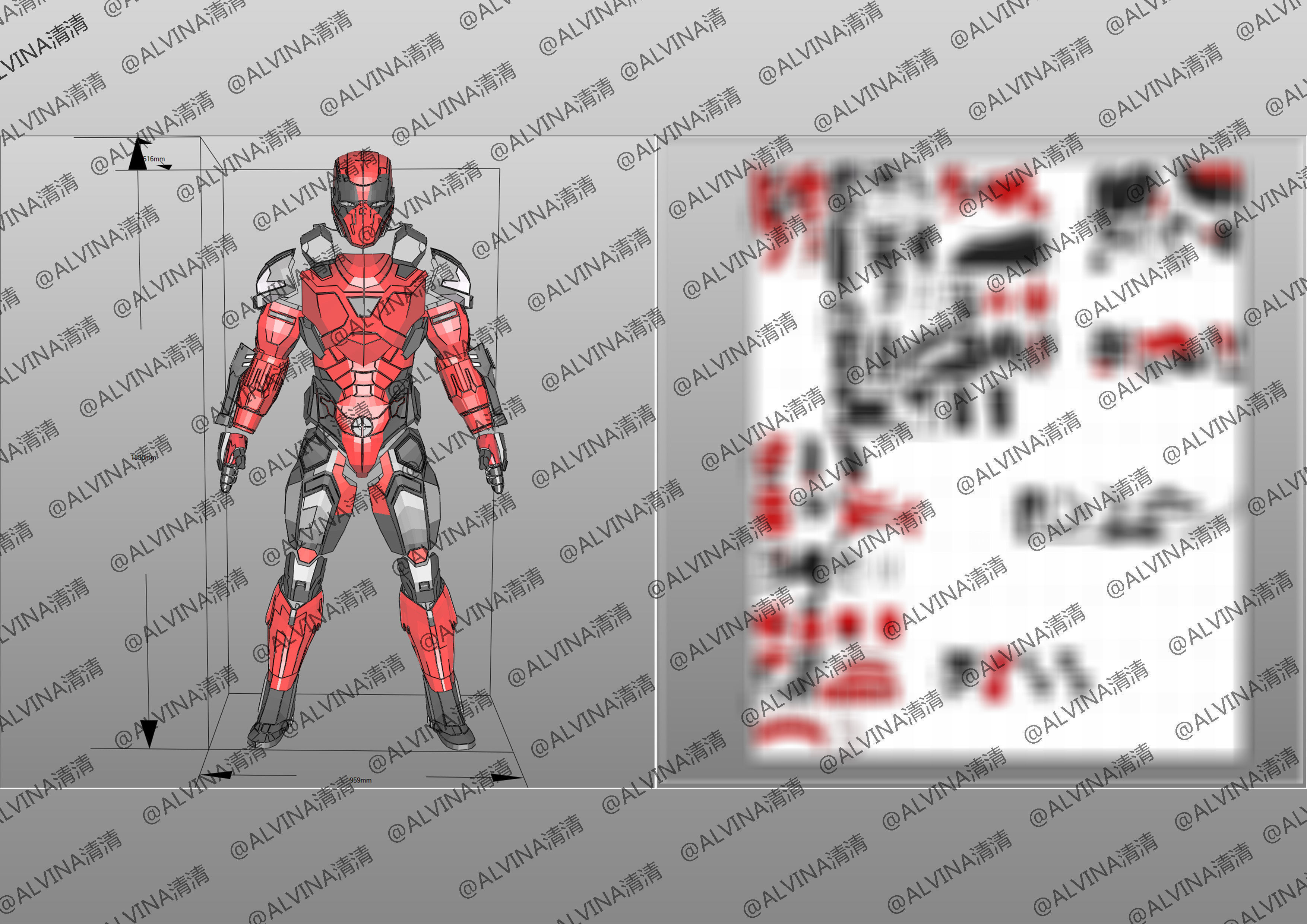 Armorized Deadpool Cosplay Pepakura Foam Full Low-poly 3D model_12