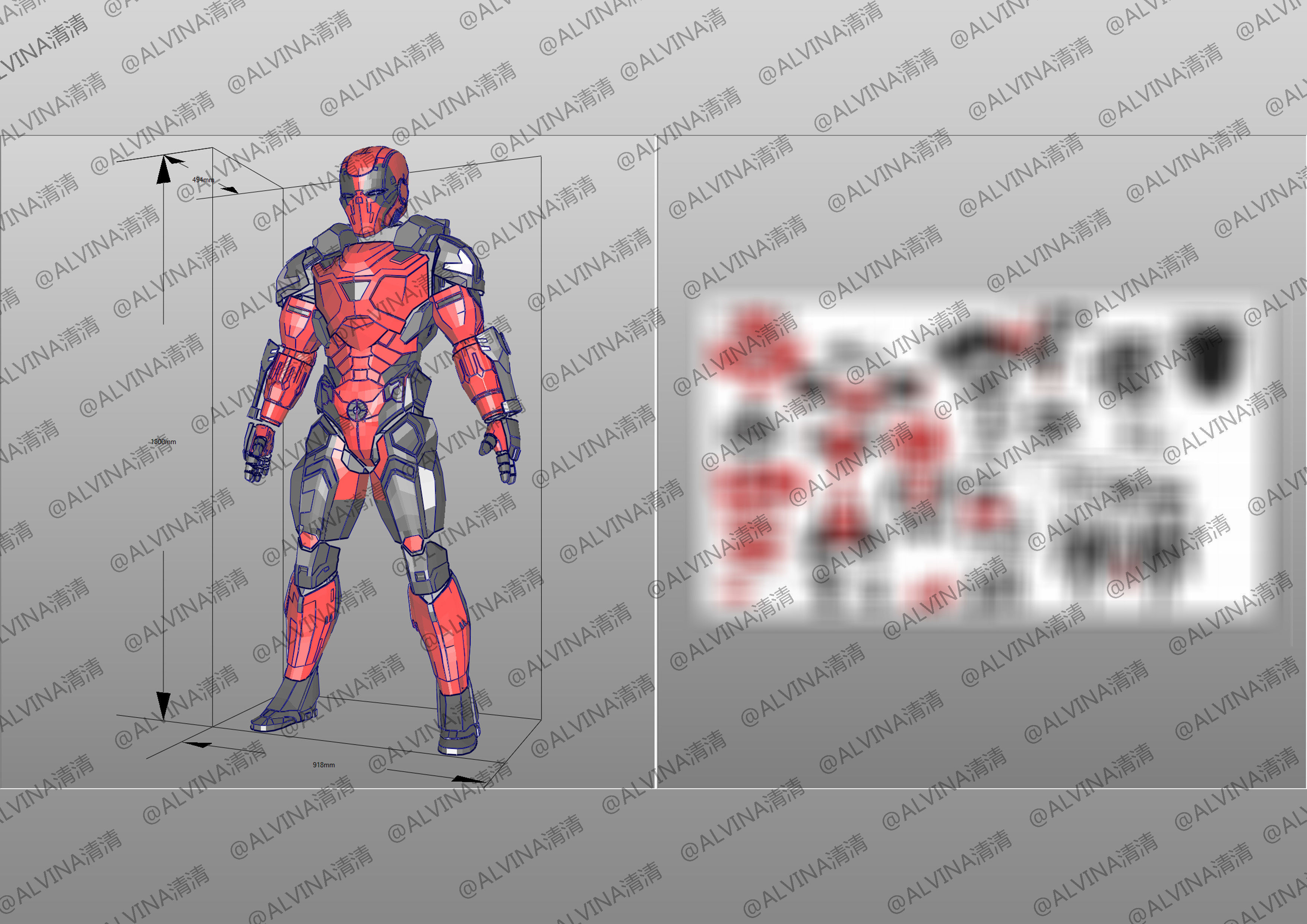 Armorized Deadpool Cosplay Pepakura Foam Full Low-poly 3D model_35