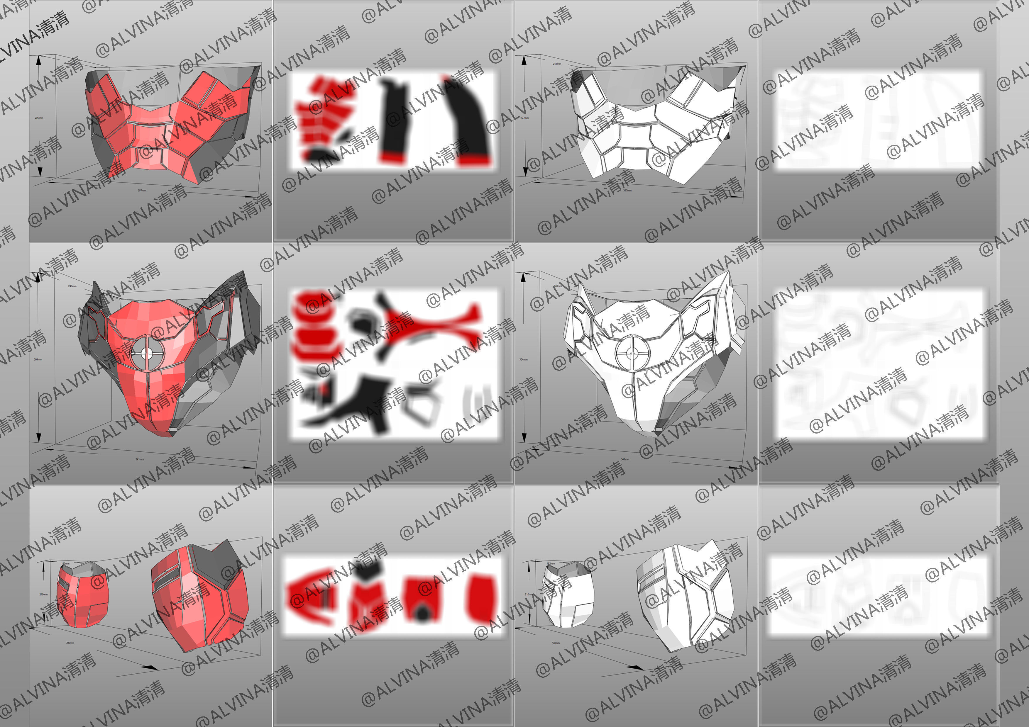 Armorized Deadpool Cosplay Pepakura Foam Full Low-poly 3D model_10