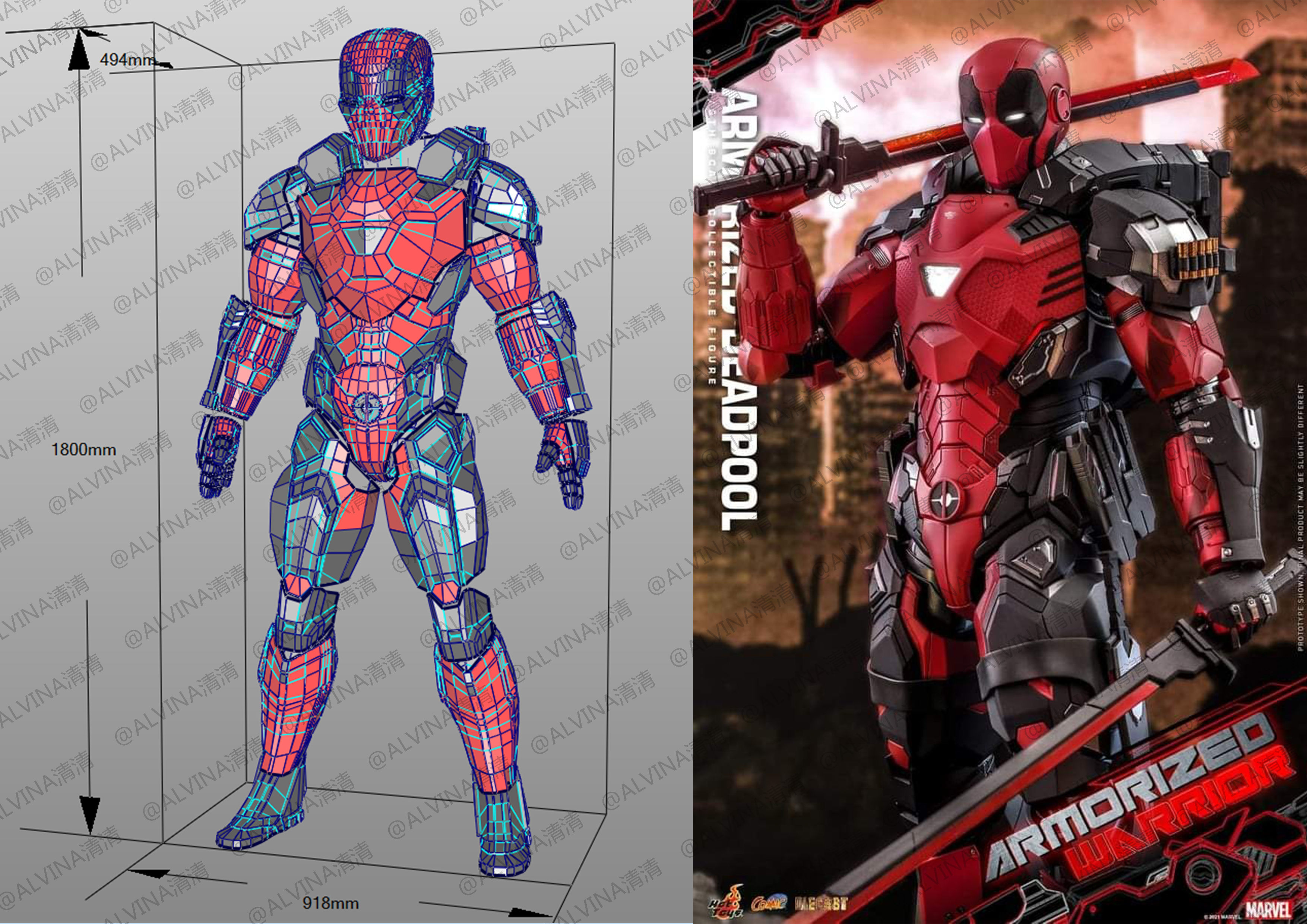 Armorized Deadpool Cosplay Pepakura Foam Full Low-poly 3D model_4