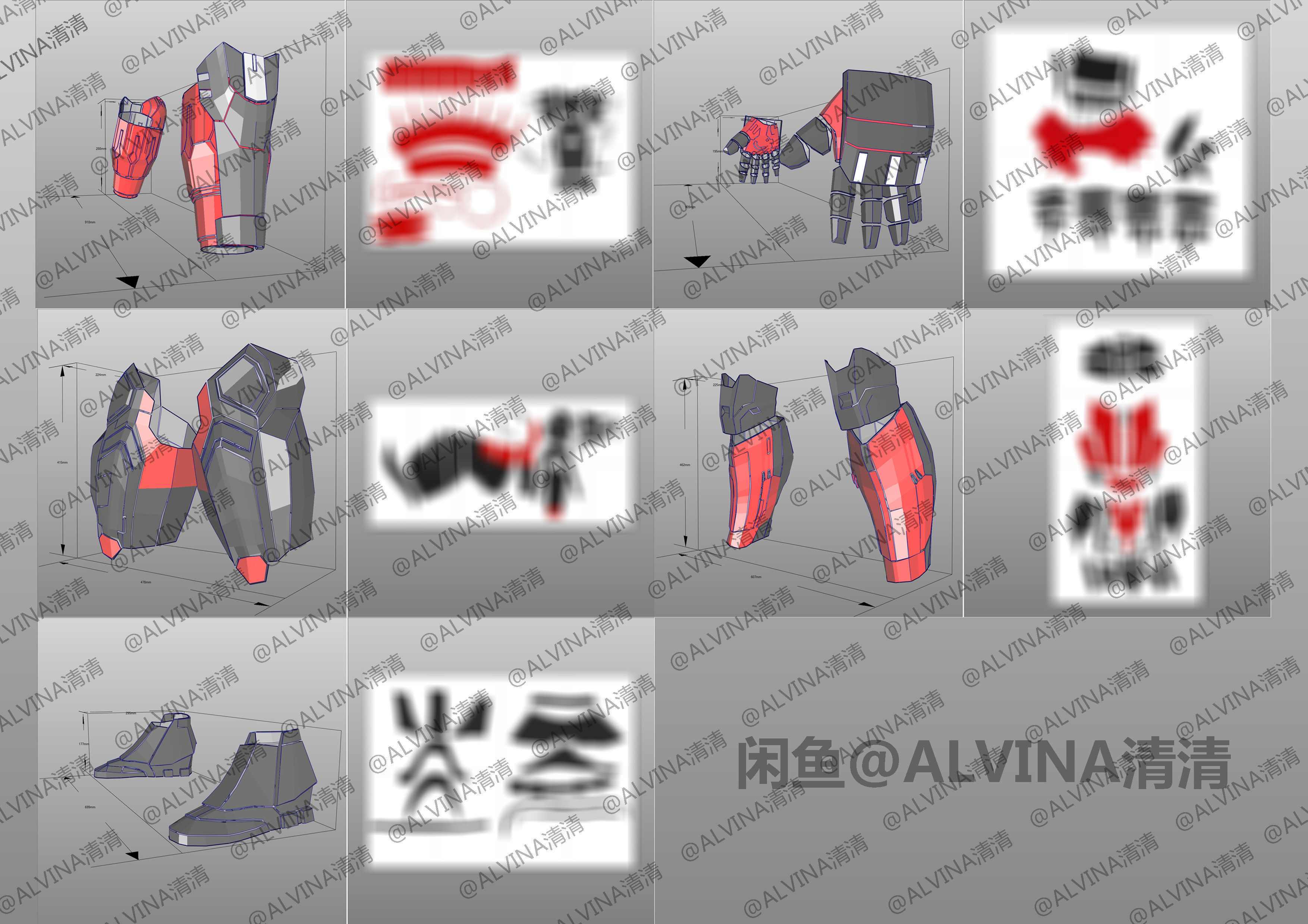 Armorized Deadpool Cosplay Pepakura Foam Full Low-poly 3D model_8