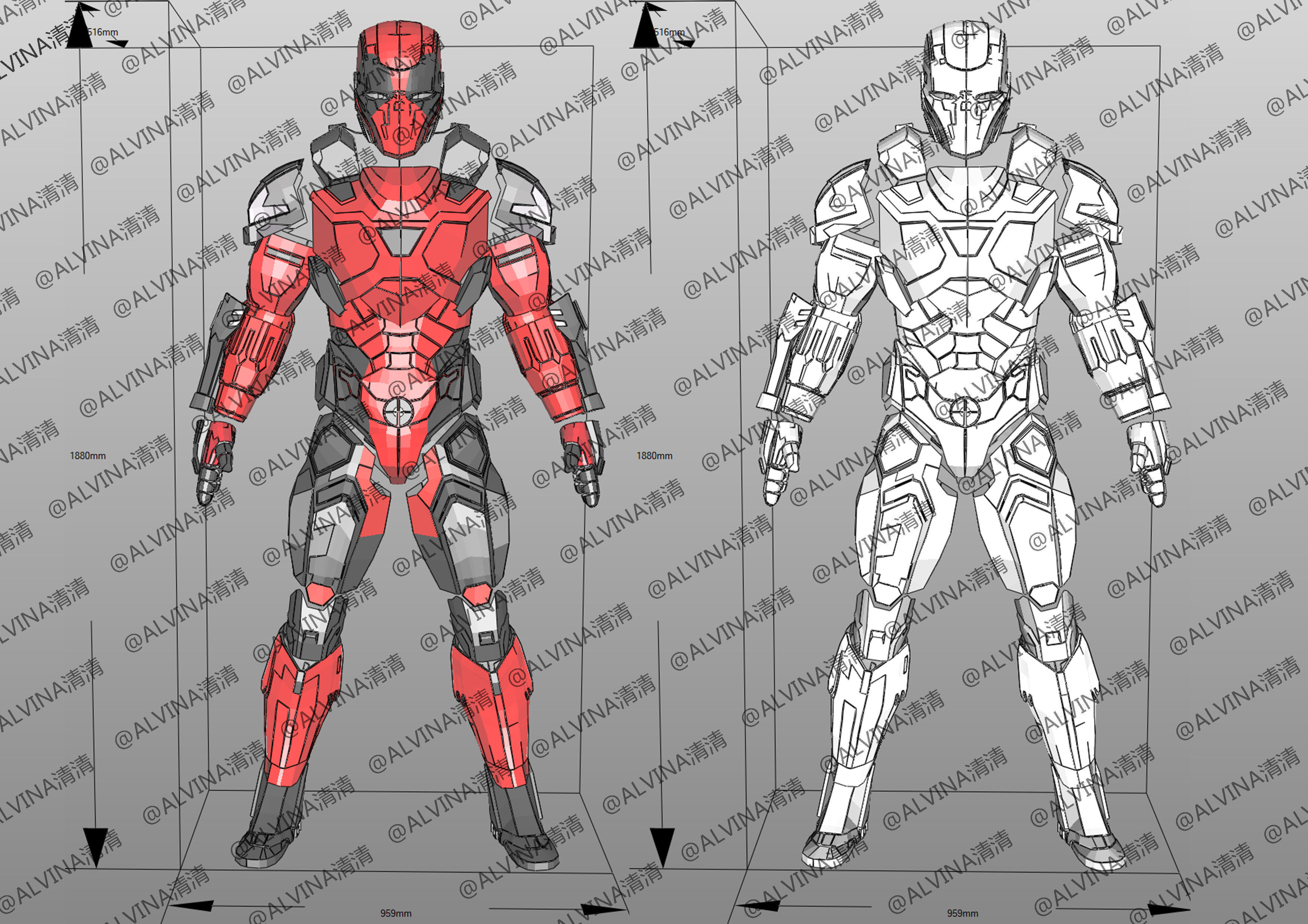 Armorized Deadpool Cosplay Pepakura Foam Full Low-poly 3D model_2