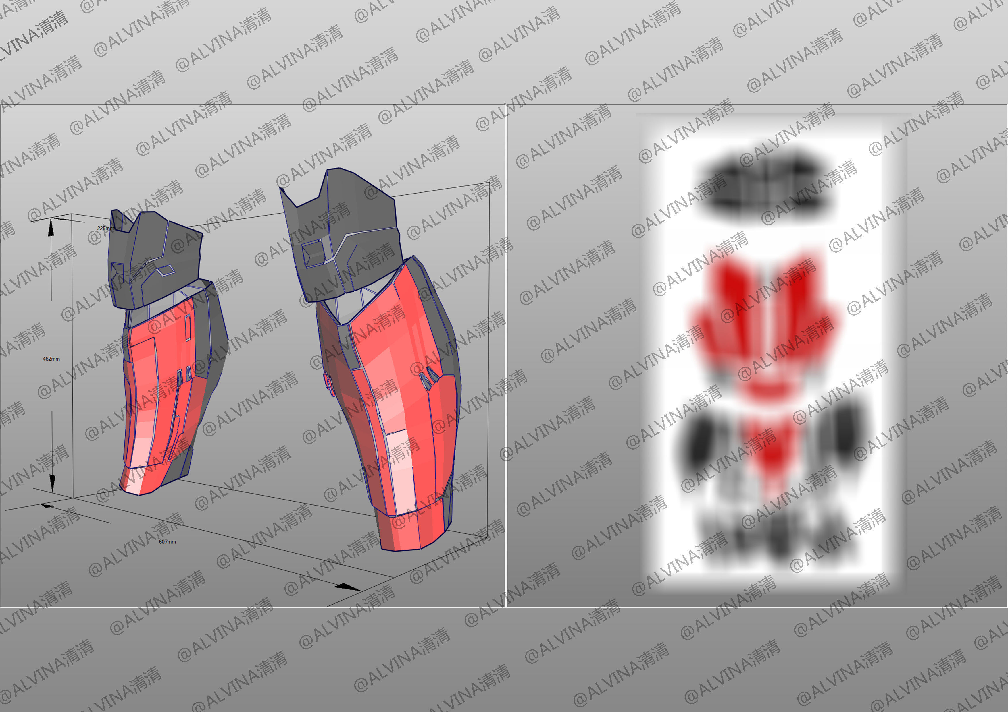 Armorized Deadpool Cosplay Pepakura Foam Full Low-poly 3D model_44