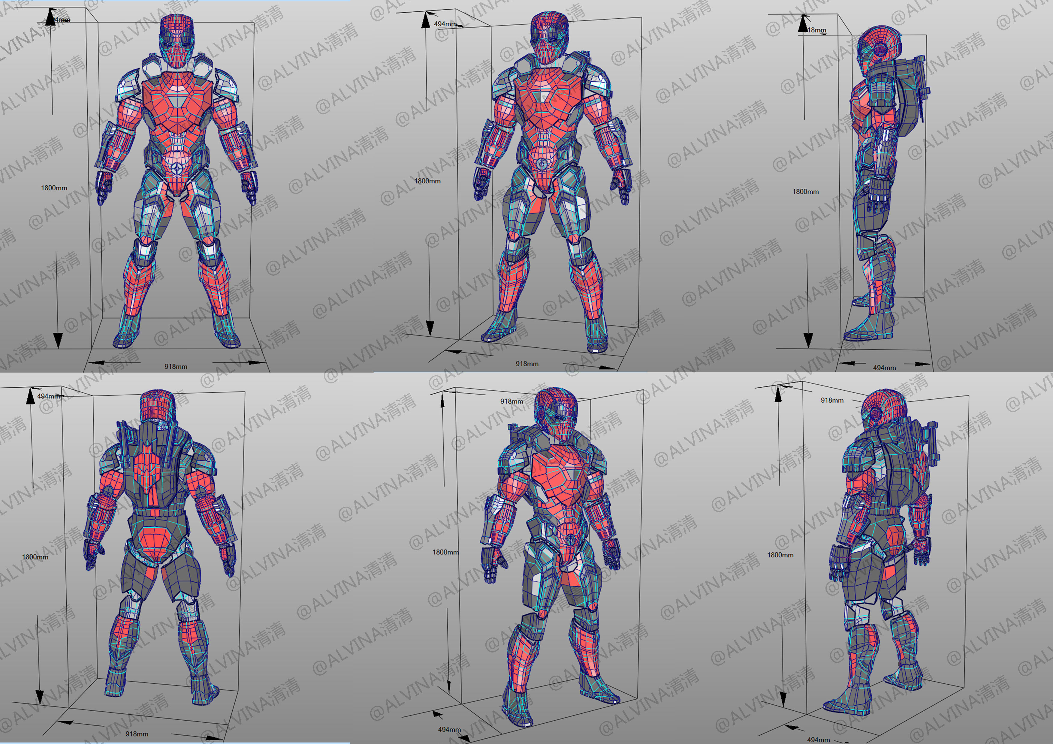 Armorized Deadpool Cosplay Pepakura Foam Full Low-poly 3D model_6