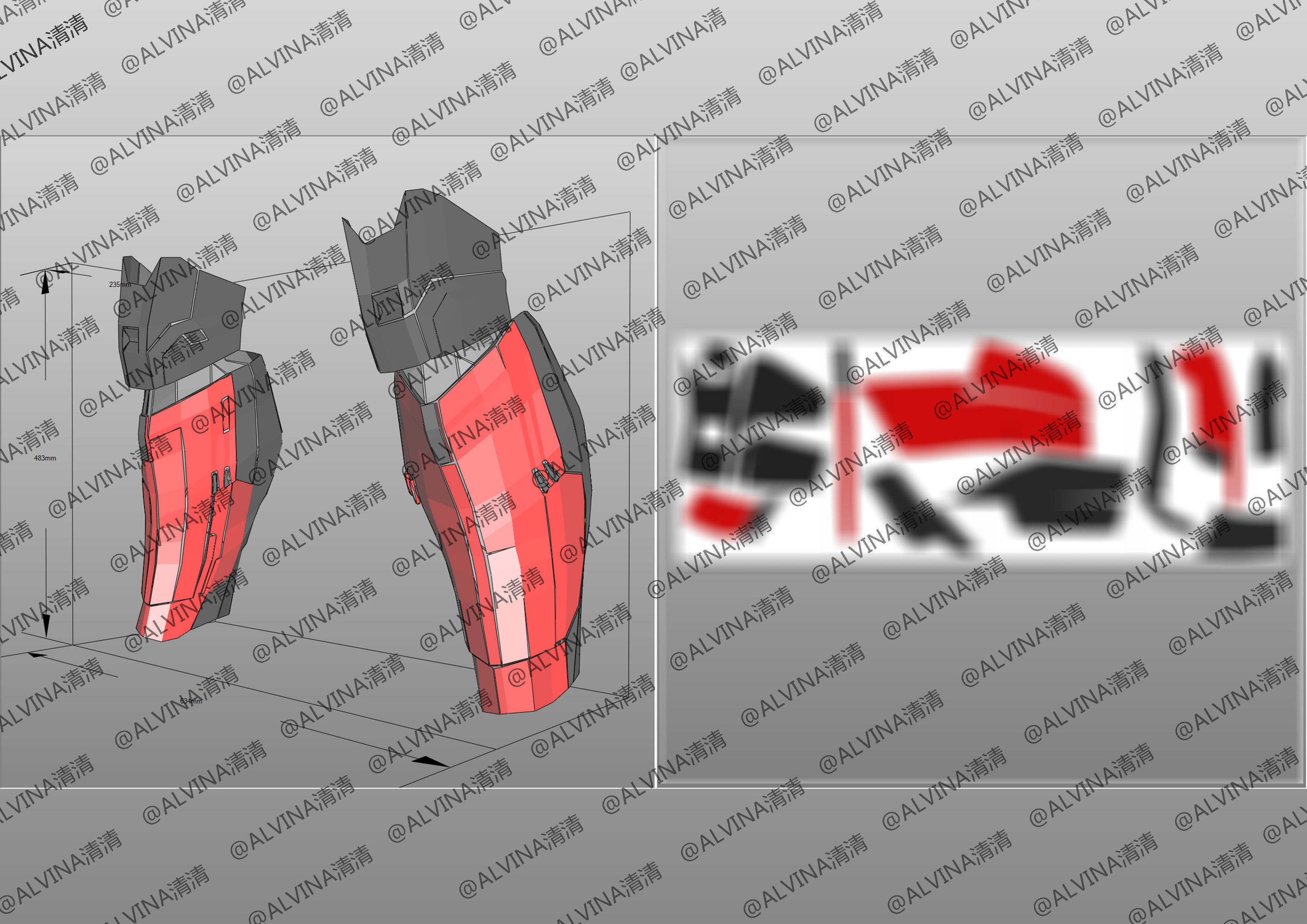 Armorized Deadpool Cosplay Pepakura Foam Full Low-poly 3D model_30