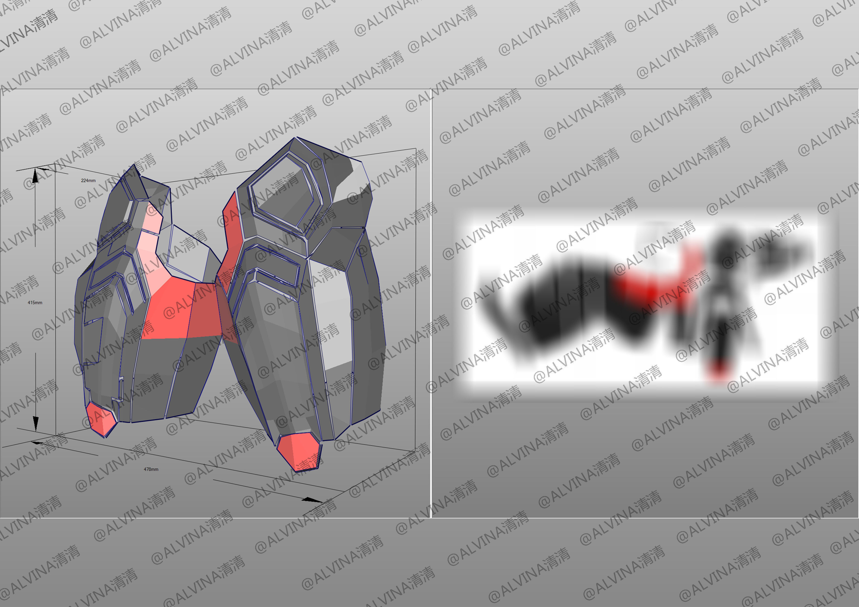 Armorized Deadpool Cosplay Pepakura Foam Full Low-poly 3D model_43