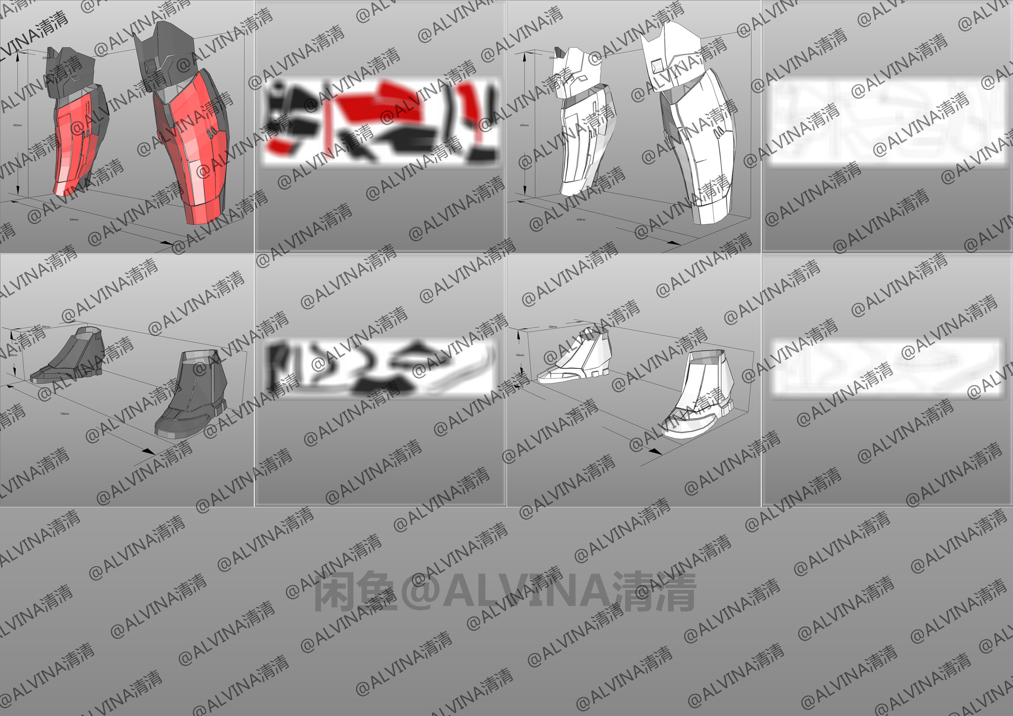 Armorized Deadpool Cosplay Pepakura Foam Full Low-poly 3D model_34