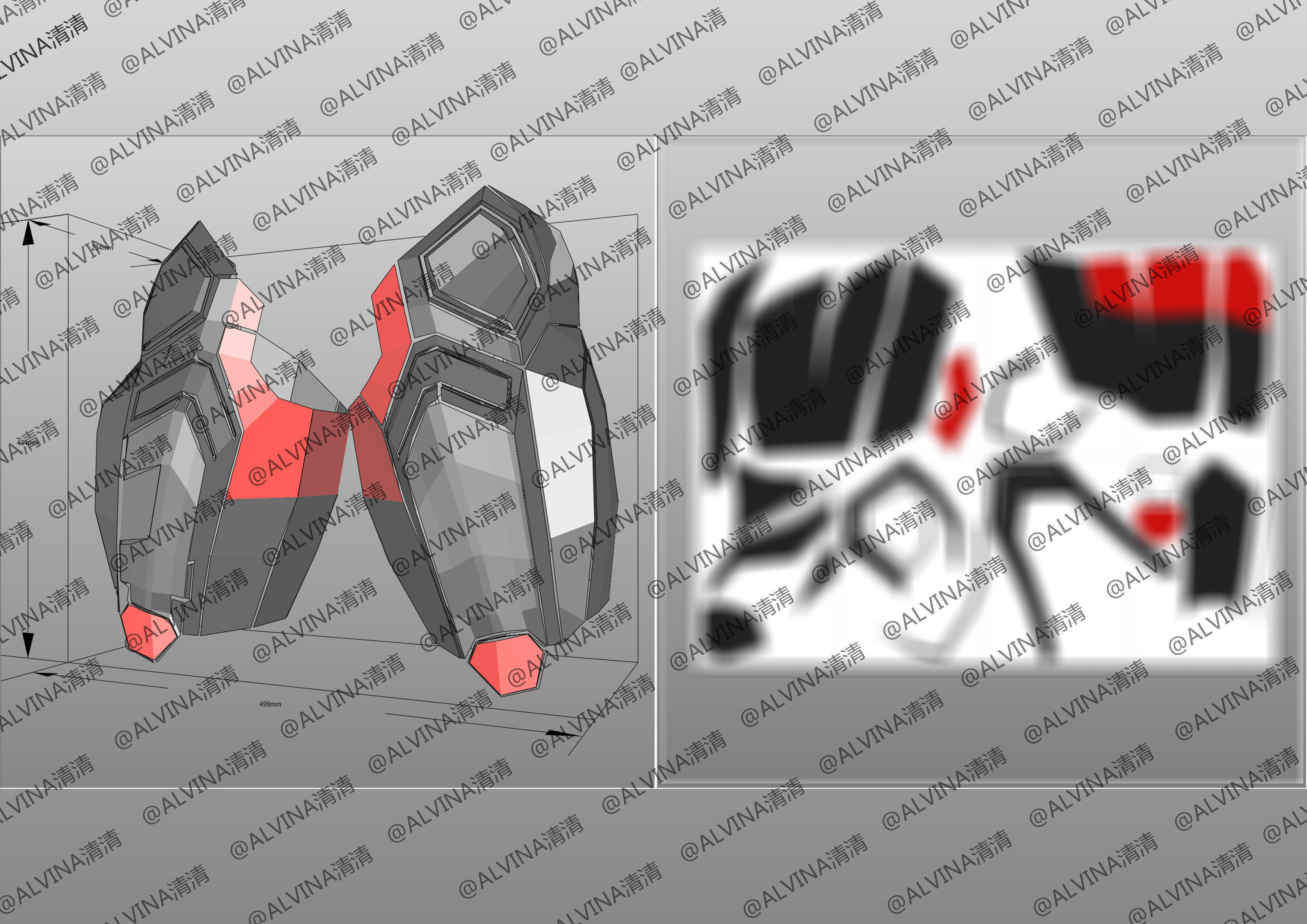 Armorized Deadpool Cosplay Pepakura Foam Full Low-poly 3D model_28