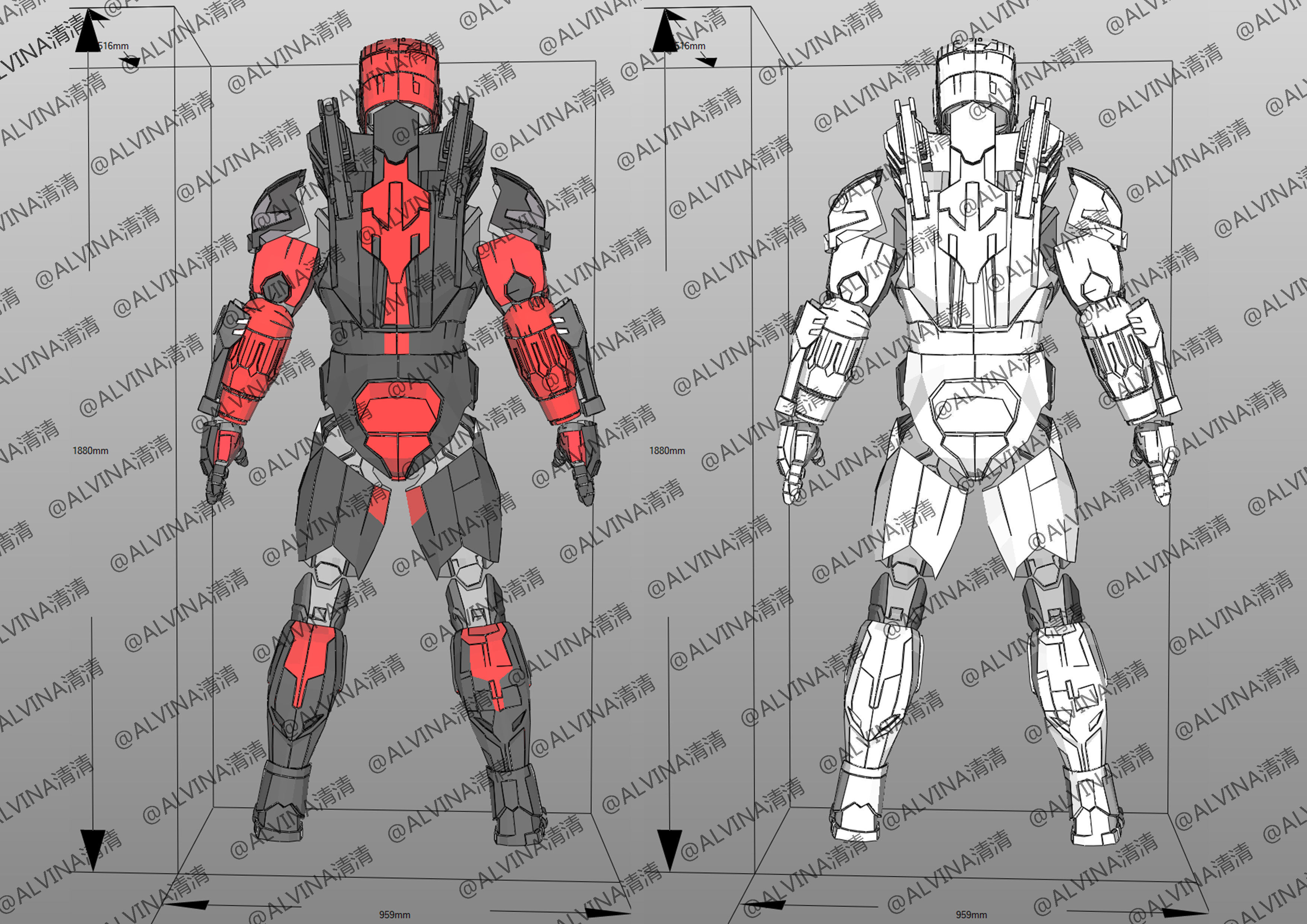 Armorized Deadpool Cosplay Pepakura Foam Full Low-poly 3D model_3