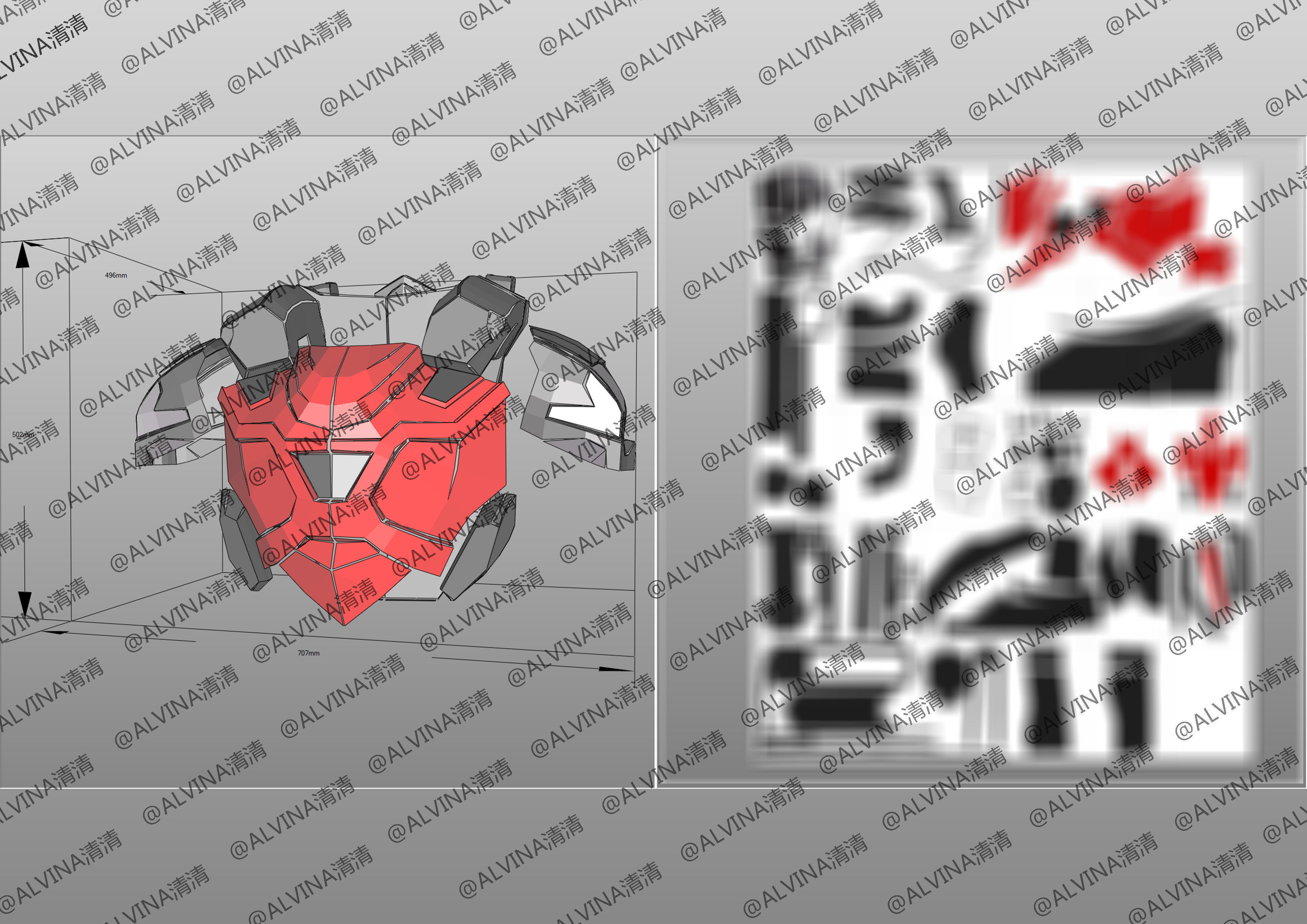 Armorized Deadpool Cosplay Pepakura Foam Full Low-poly 3D model_16