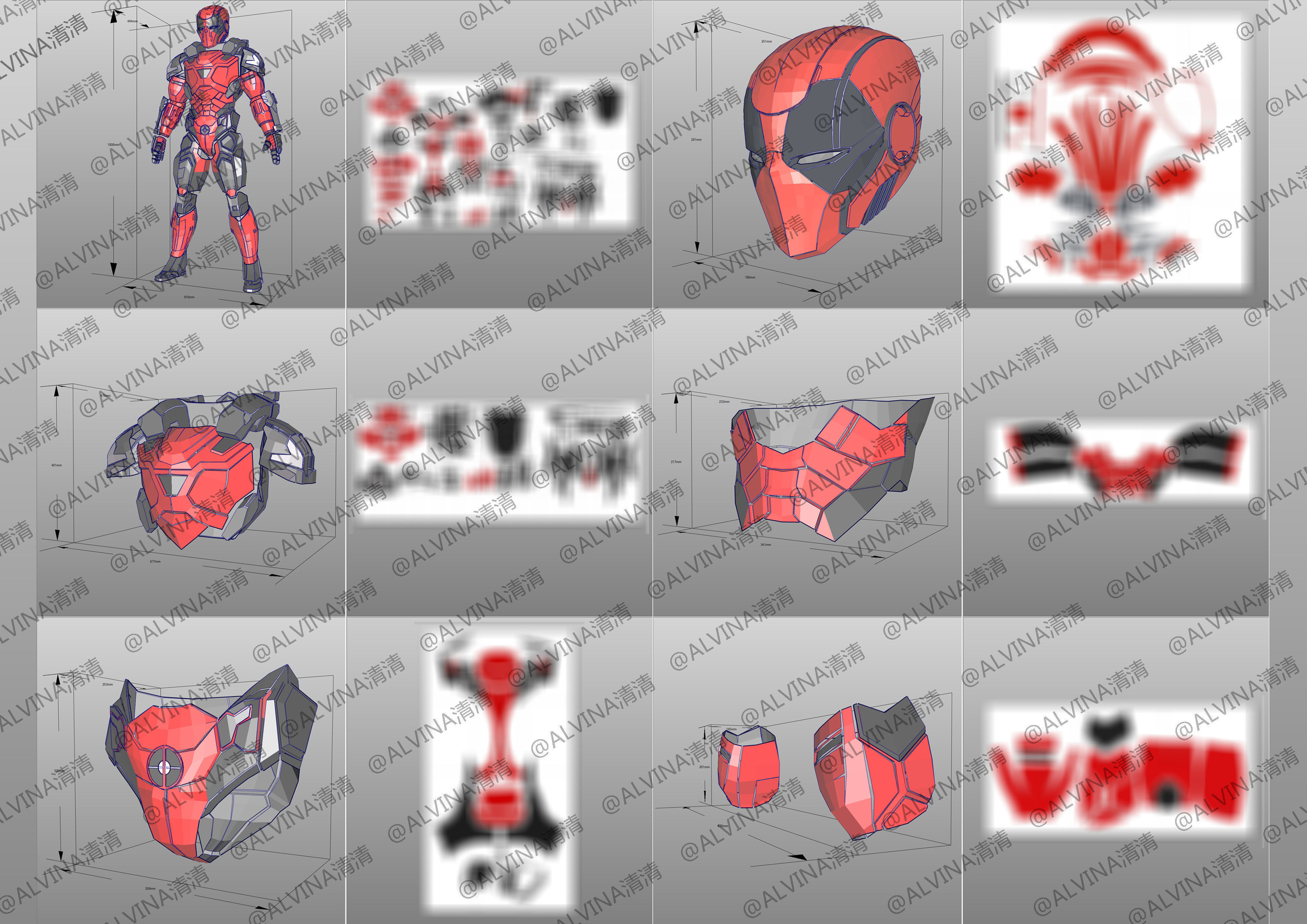 Armorized Deadpool Cosplay Pepakura Foam Full Low-poly 3D model_7